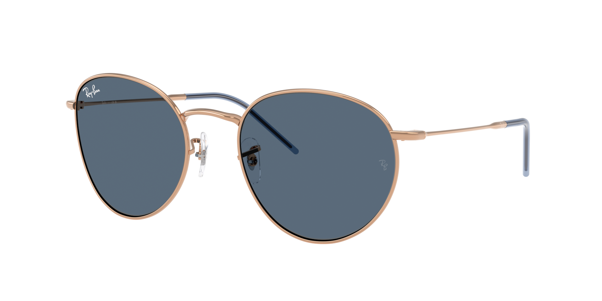 Ray-Ban Round Reverse XL (55 - 21) with Blue lenses and Gold frame