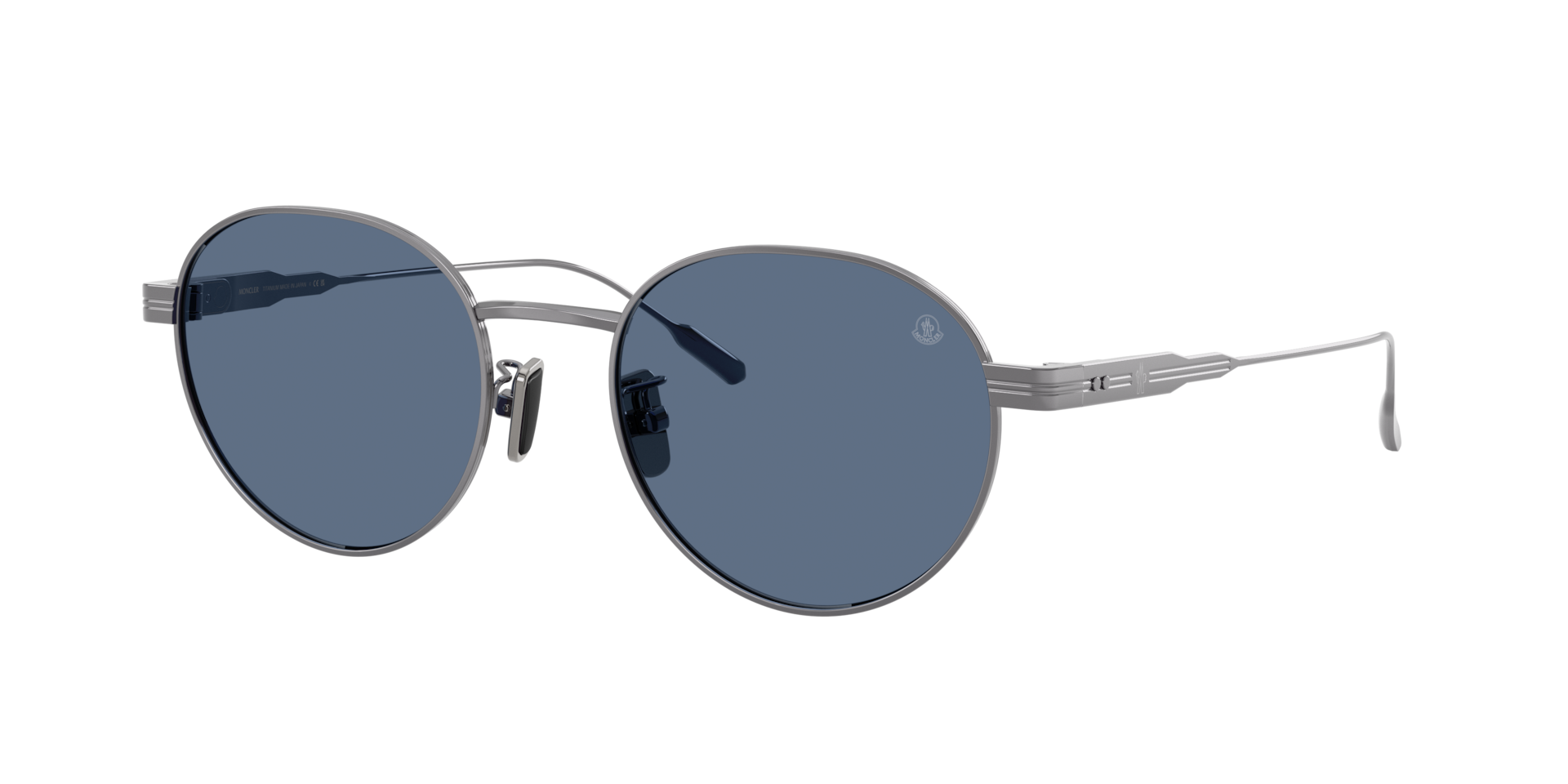 Moncler Unisex Blue Me4006td Subtila 100580 Sunglasses Titanium Grey Round Normal - Image 2