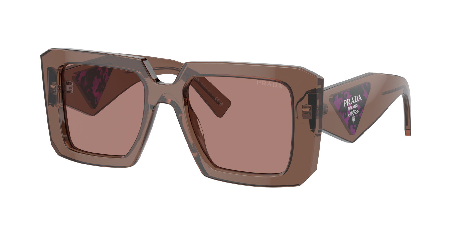 Prada Woman Sunglass PR 23YS -  Frame color: Brown Transparent, Lens color: Light Brown