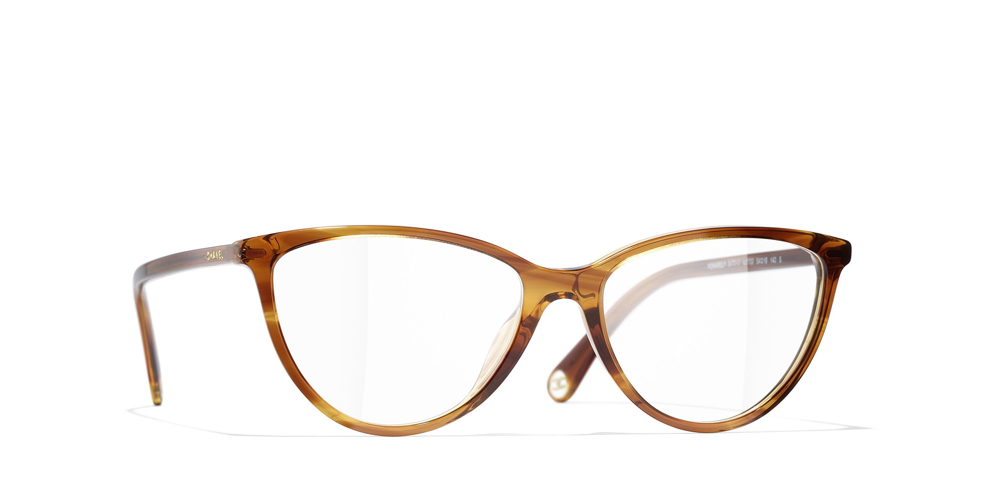 Chanel Woman Sunglass Cat Eye Eyeglasses CH3470U -  Frame color: Striped Brown, Lens color: Demo Lens
