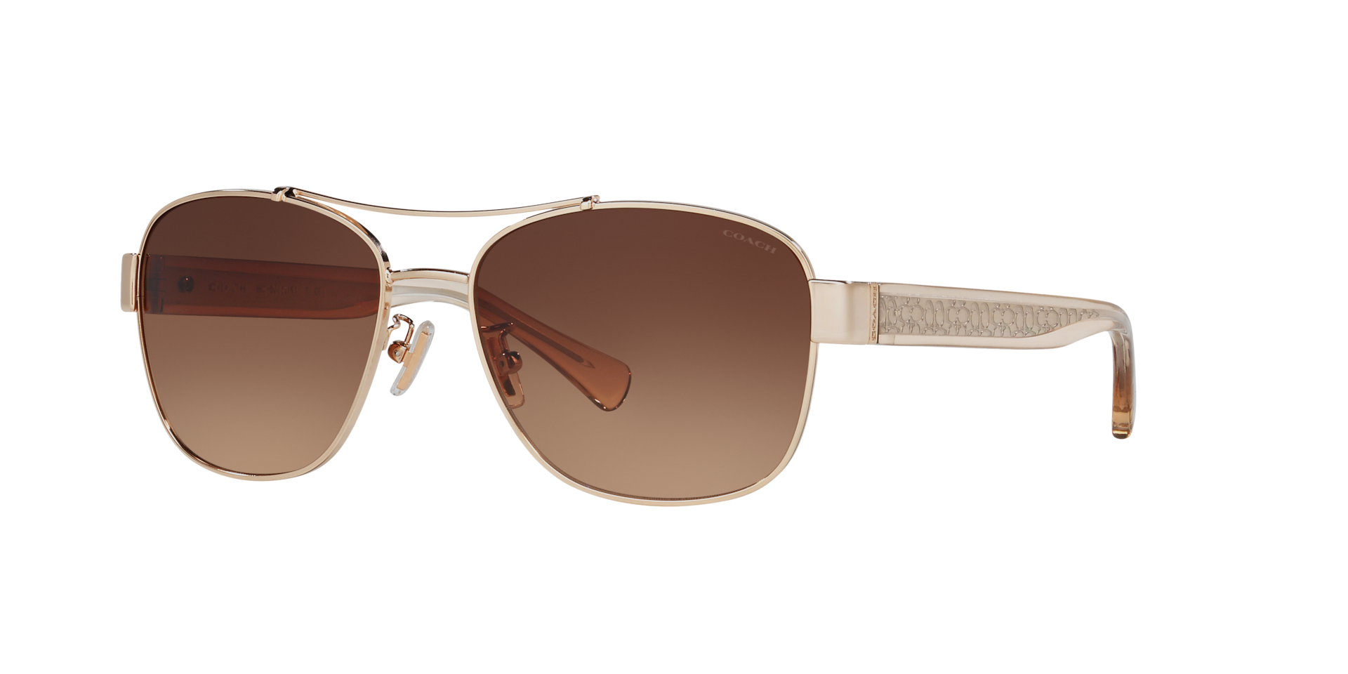 Coach Femme Sunglass L151 - Couleur du Monture: Doré clair, Couleur de Lentille: Dégradé marron