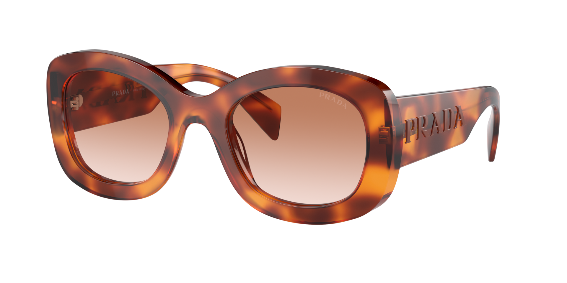 Prada Woman Sunglass PR A13S -  Frame color: Cognac Tortoise, Lens color: Cognac Sfumato Ninfea