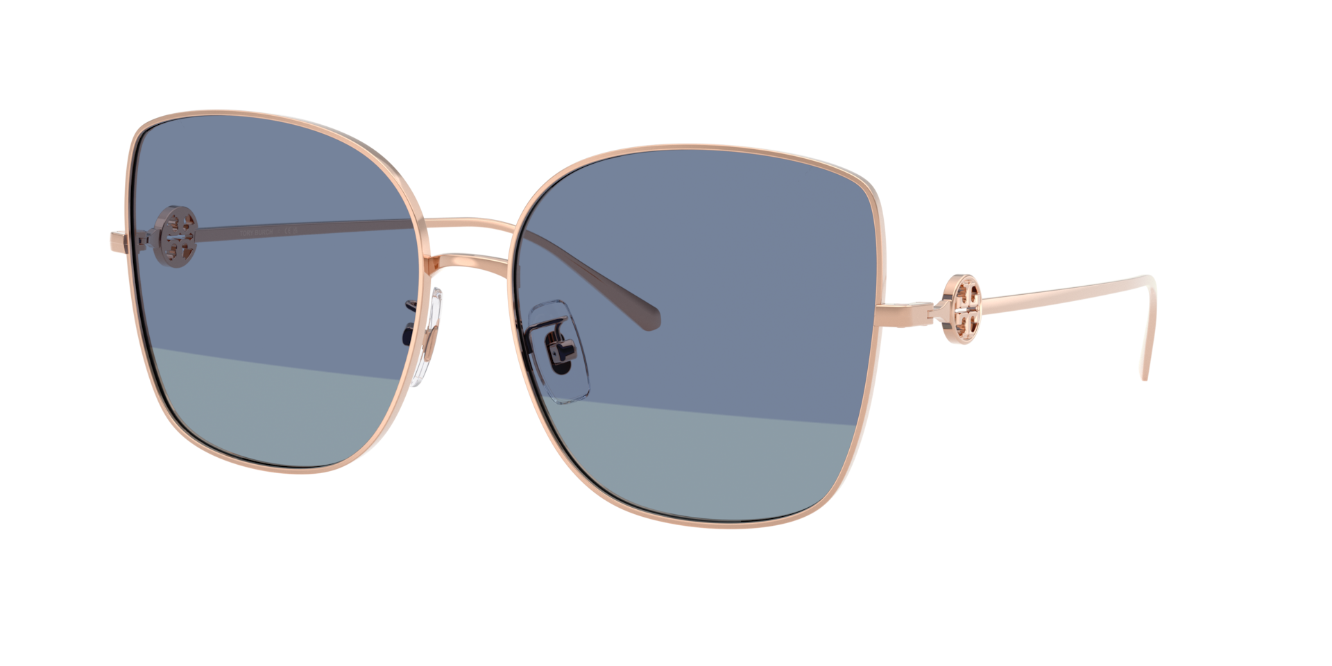 Tory Burch Woman Sunglass TY6106D -  Frame color: Shiny Light Rose Gold, Lens color: Blue