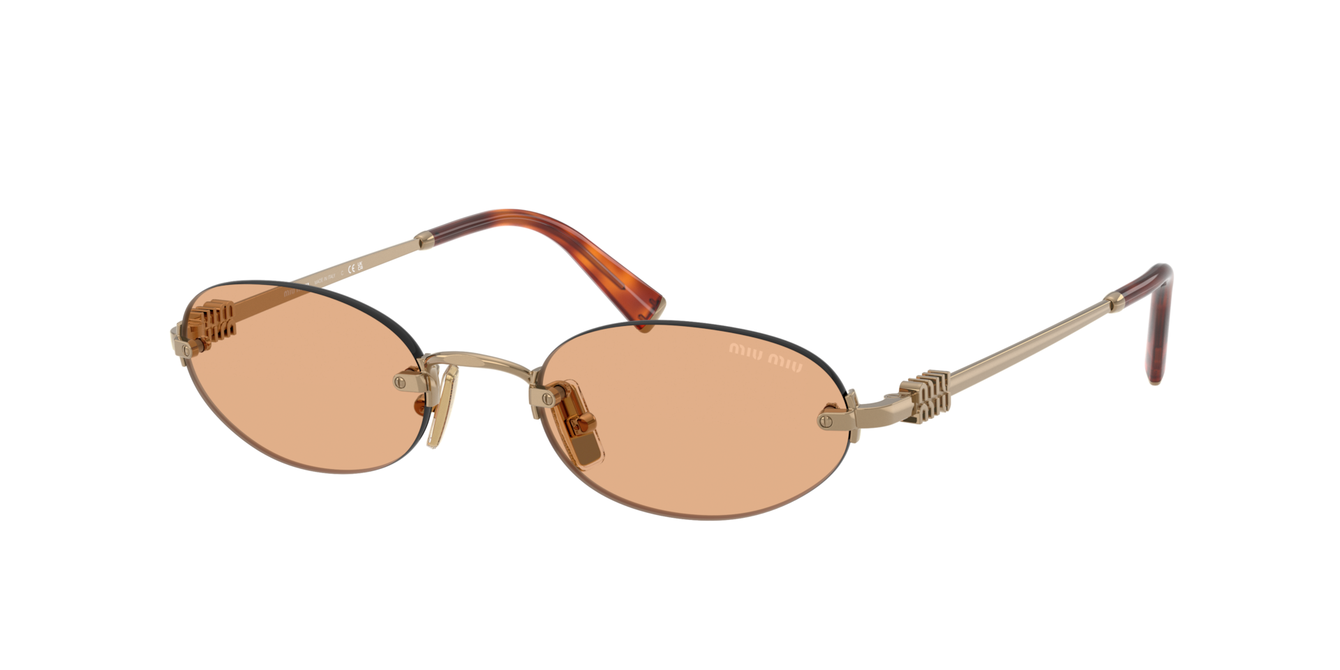 Miu Miu Orange Woman Mu A54s 7Oe90x Sunglasses Metal Brown Round Normal - Image 3
