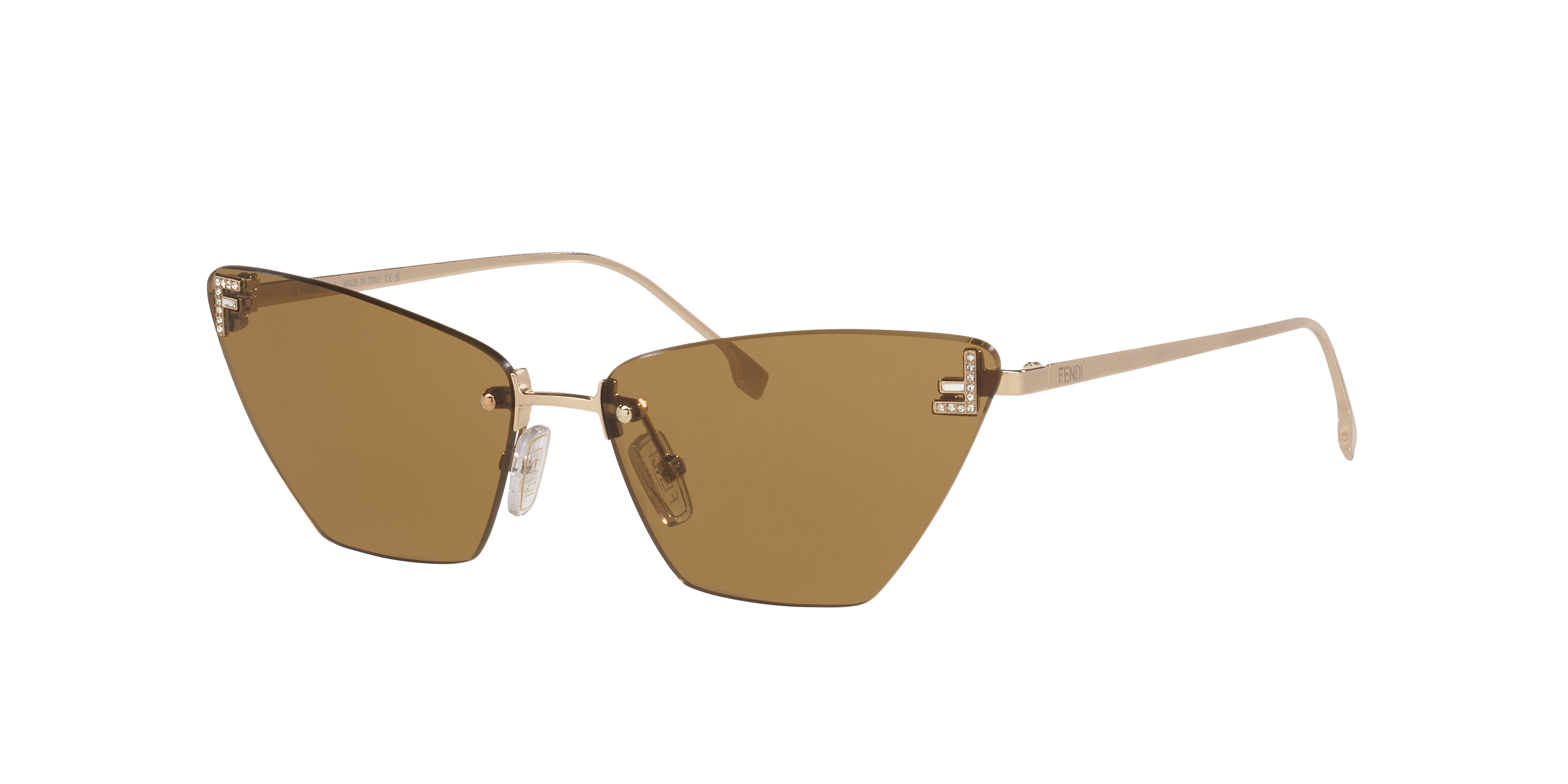 Fendi Woman Sunglass Fendi First Crystal FE4160US -  Frame color: Gold Pink, Lens color: Brown