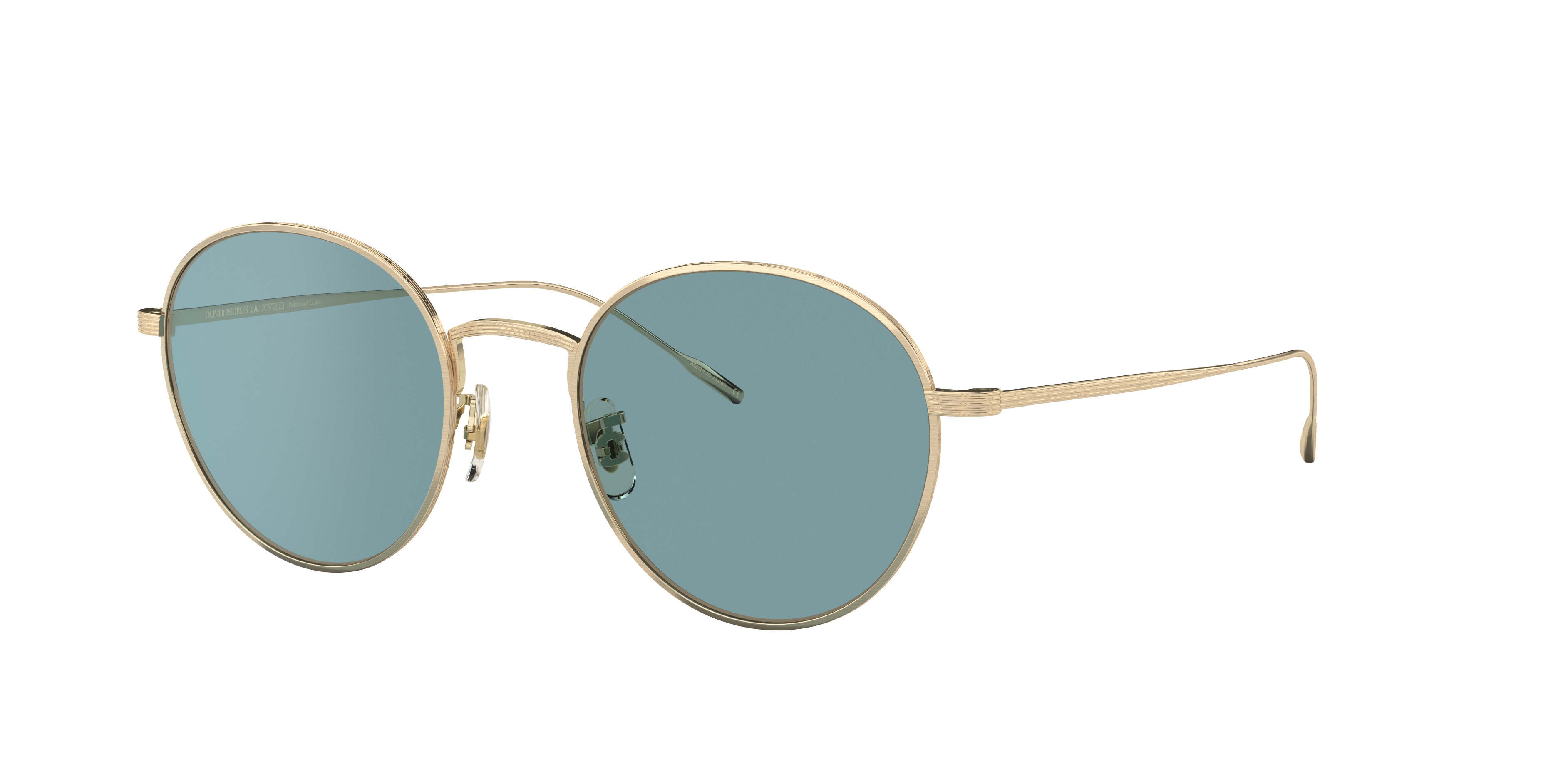 Oliver Peoples Unisex Sunglass OV1306ST Altair -  Frame color: Brushed Gold, Lens color: Teal Polar