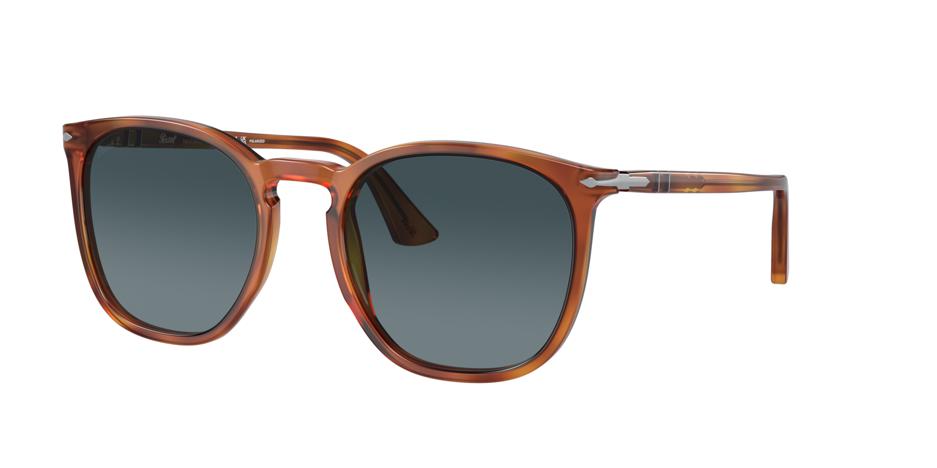 Persol Unisex Sunglass PO3316S -  Frame color: Terra Di Siena, Lens color: Gradient Blue Polarized