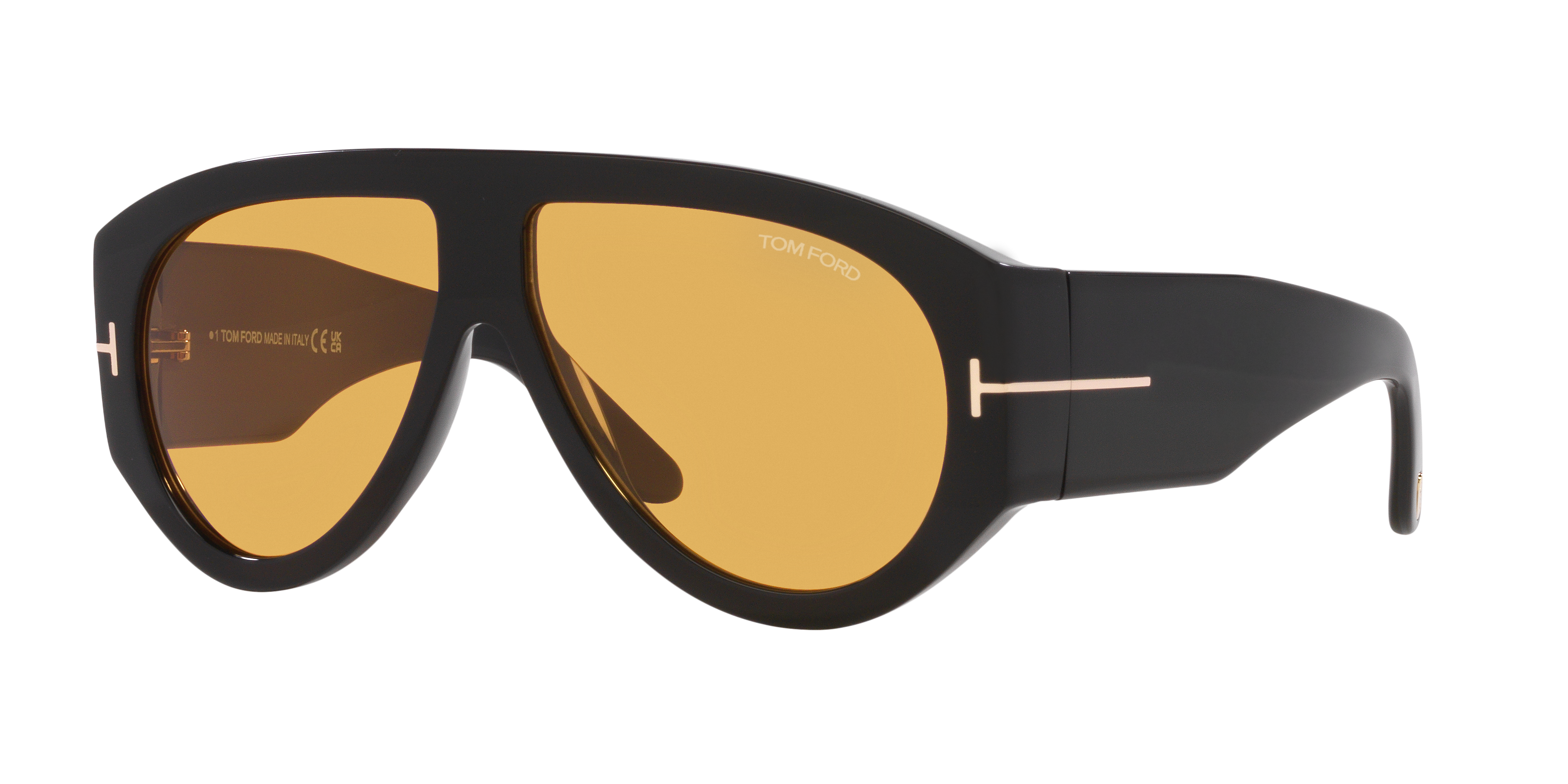 TOM FORD TF11 Ryan サングラス ブラック ゴールド Tロゴ Tom Ford FT1044 XXL (60 - 12) with Brown lenses and Black frame