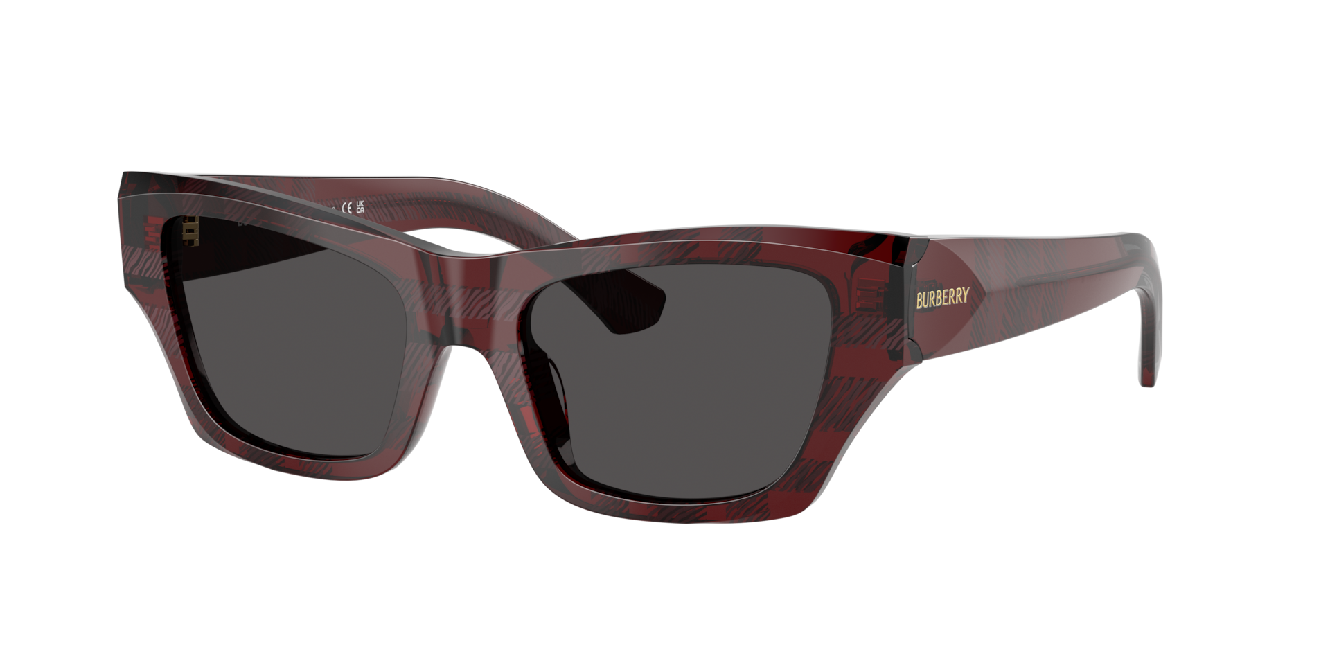 Burberry Woman Sunglass BE4441U - Frame color: Check Red, Lens color: Dark Grey