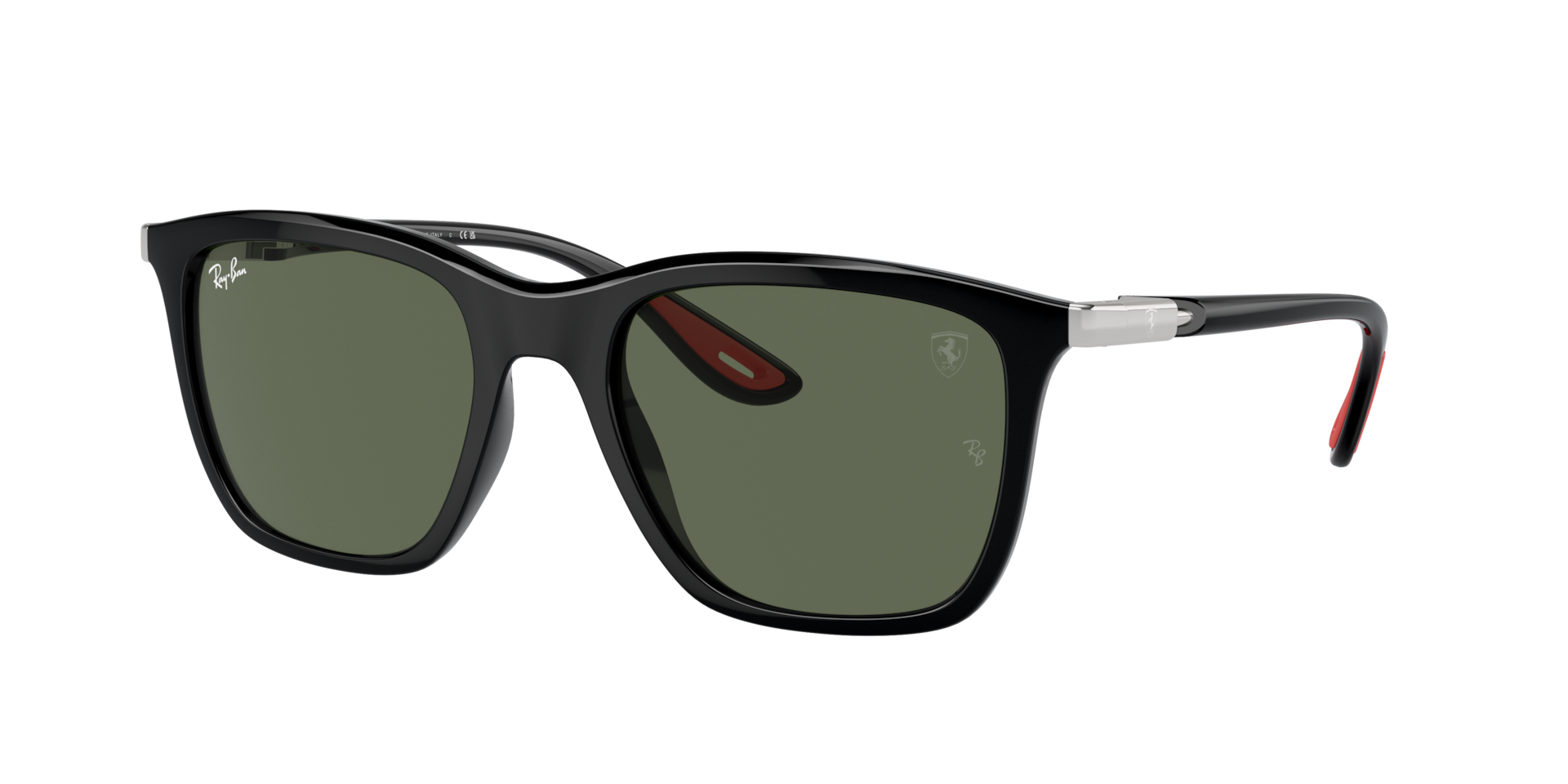 Ray-Ban Unisex Sunglass RB4433M Scuderia Ferrari Collection -  Frame color: Black, Lens color: Dark Green