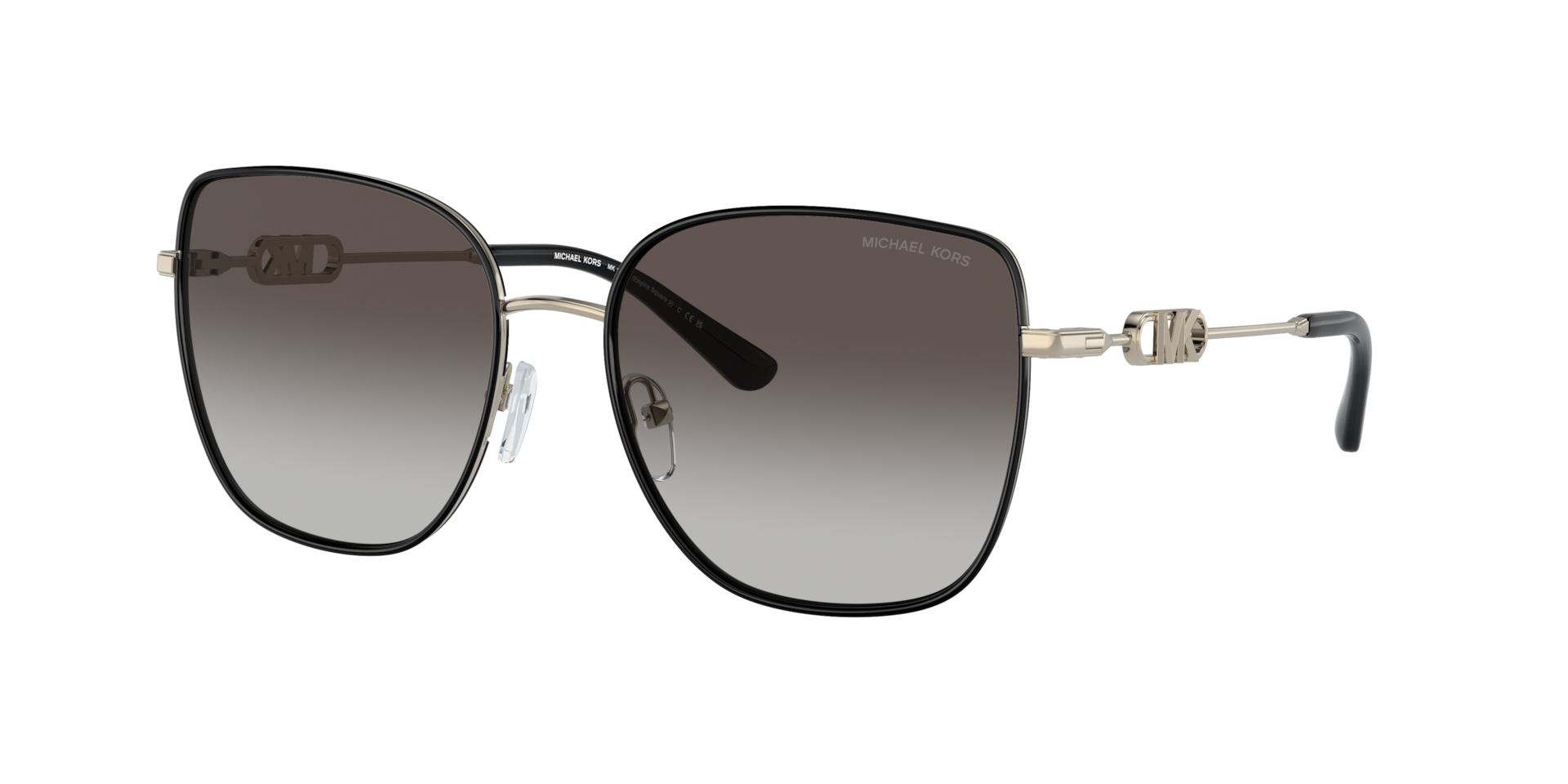 Michael Kors Femme Sunglass Empire Square 2 - Couleur du Monture: Doré clair / Noir, Couleur de Lentille: Dégradé Gris foncé