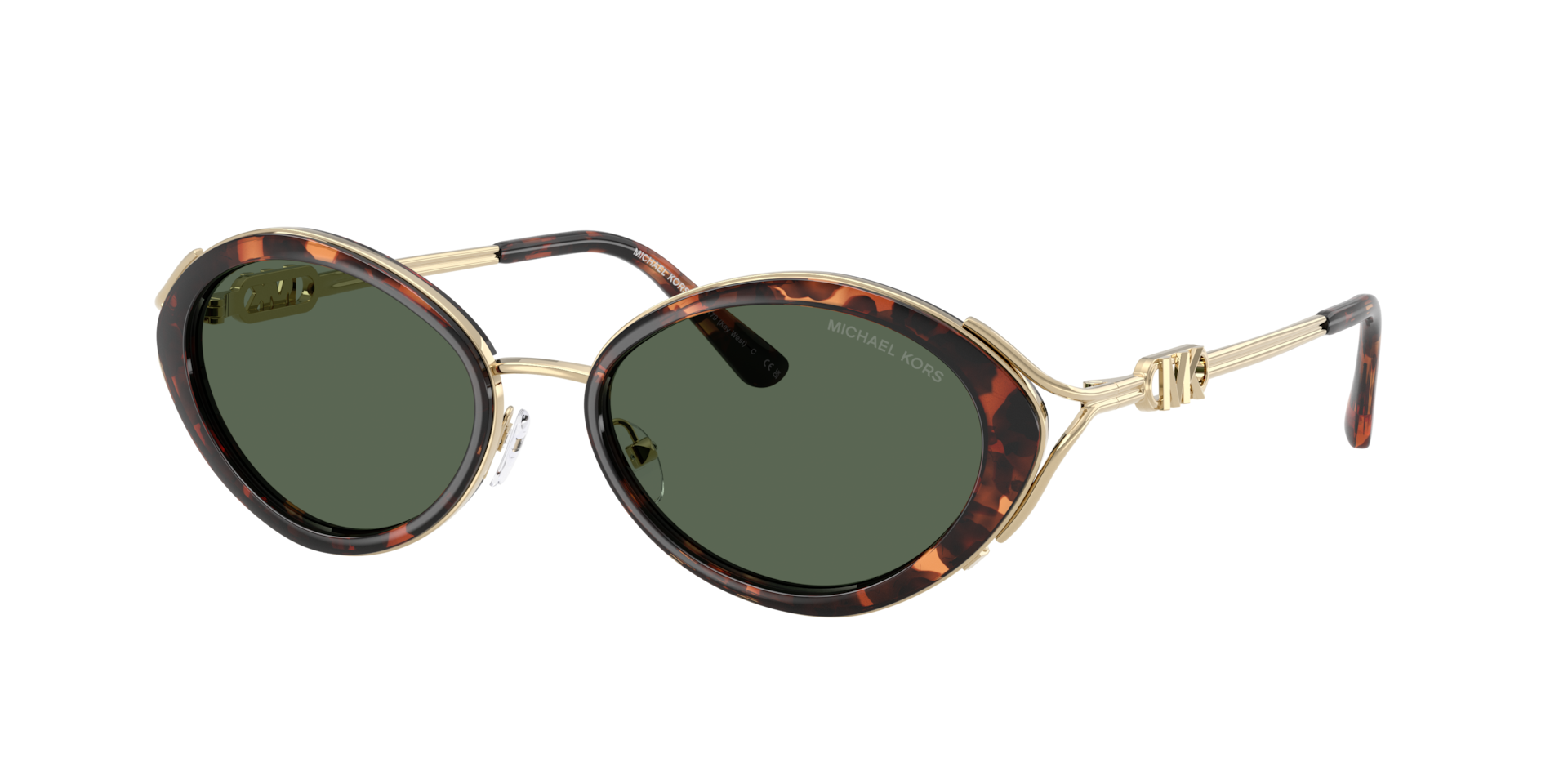 Michael Kors Femme Sunglass Key West - Couleur du Monture: Écaille de tortue ambré, Couleur de Lentille: Vert