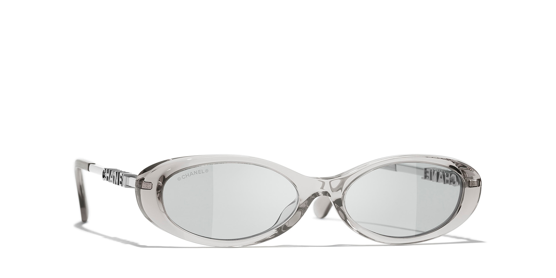 Chanel Oval Sunglasses CH5565 CH5565 L (54 - 17) with Grey lenses and Grey frame | Sunglass Hut