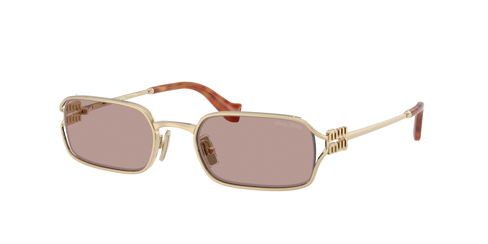 Miu Miu Woman Sunglass MU C50S - Frame color: Pale Gold, Lens color: Light Purple Brown