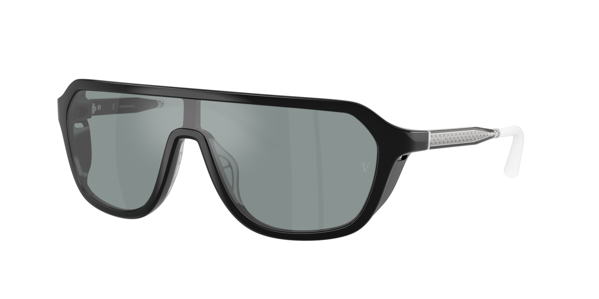 Oliver Peoples Unisex Sunglass R-12 - Couleur du Monture: Noir, Couleur de Lentille: Gris miroir flash