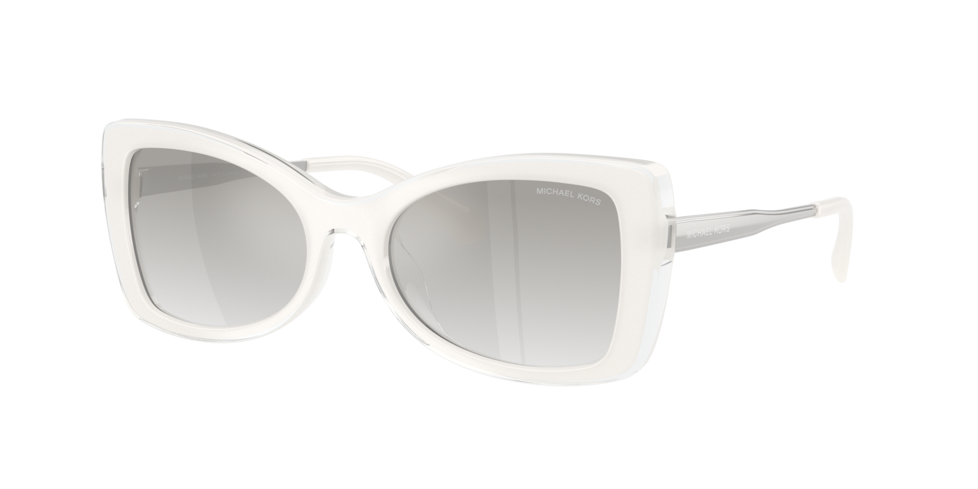 Michael Kors Femme Sunglass Malaga - Couleur du Monture: Blanc, Couleur de Lentille: Dégradé Incolore Gris