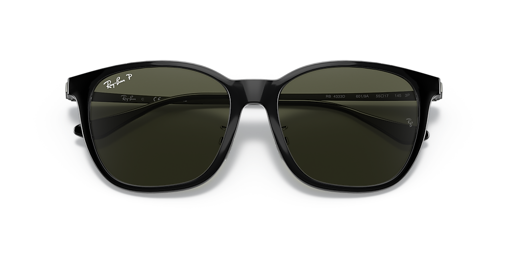 Ray-Ban RB4333D G-15 グリーン ポラライズド（偏光） Ray-Ban RB4333D XXL (55 - 17) with Green lenses and Black frame