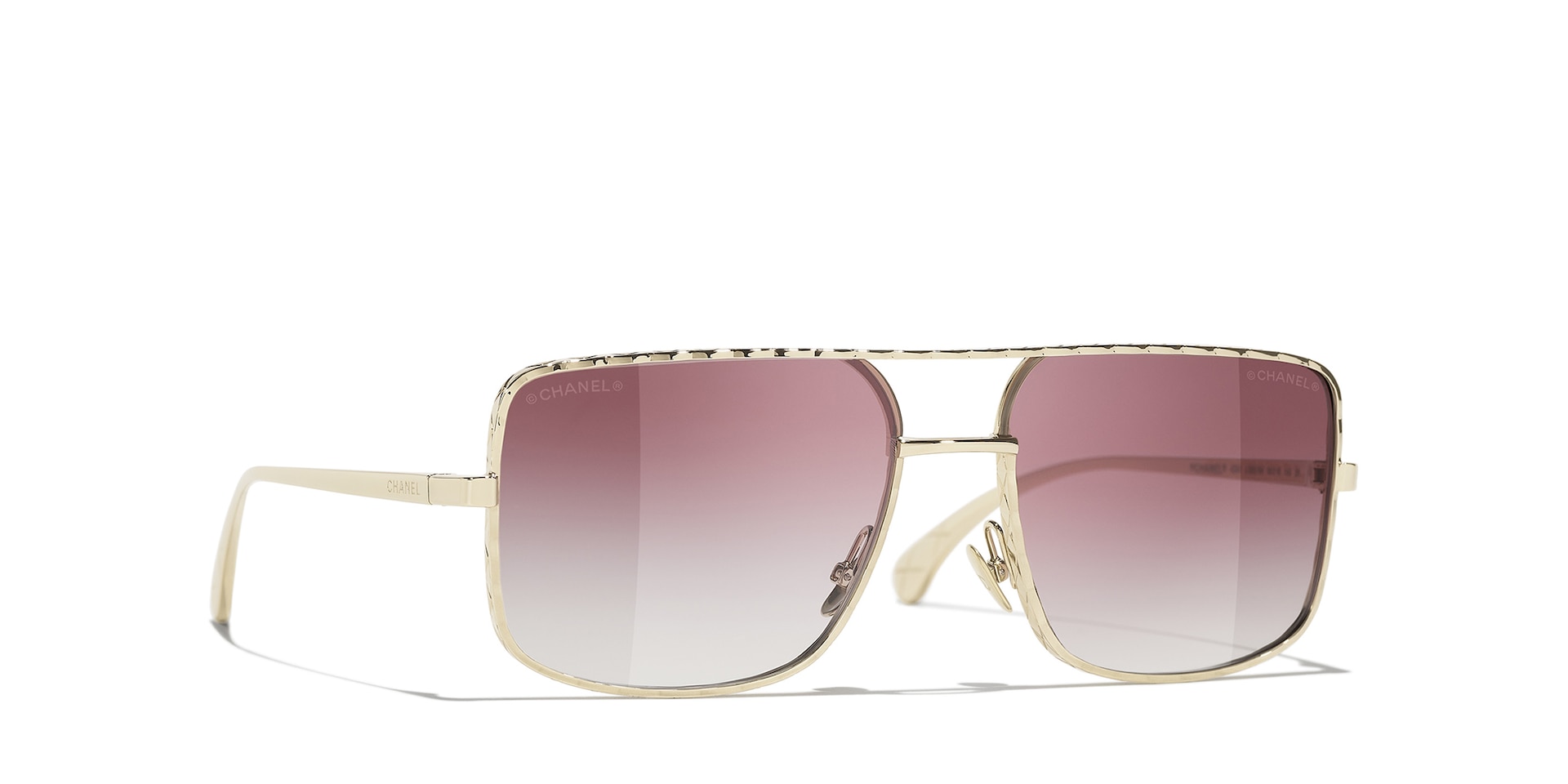 Chanel Woman Sunglass Pilot Sunglasses CH4294 -  Frame color: Pale Gold, Lens color: Pink