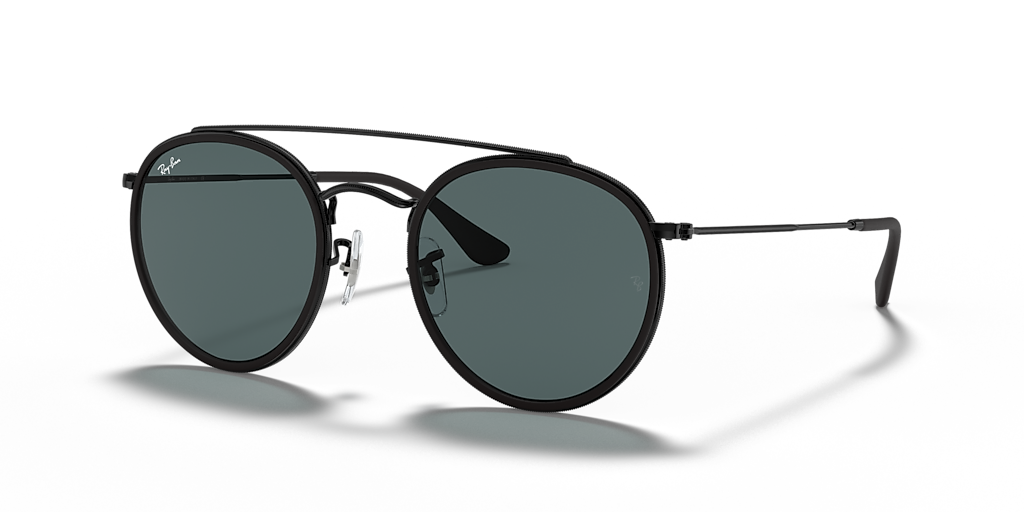 Ray-Ban Round Double Bridge M (51 - 22) with Blue lenses and Black