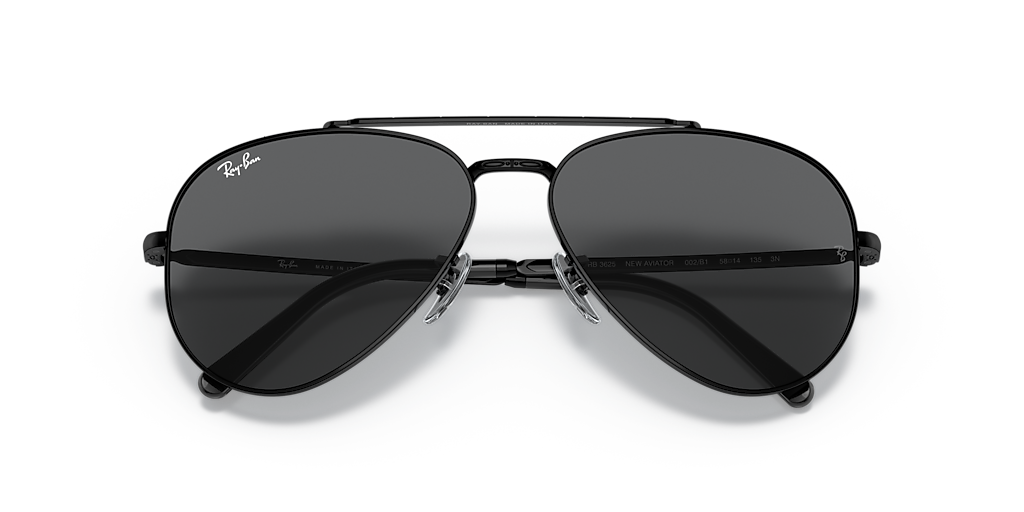 Ray-Ban New Aviator L (58 - 14) with Grey lenses and Black frame