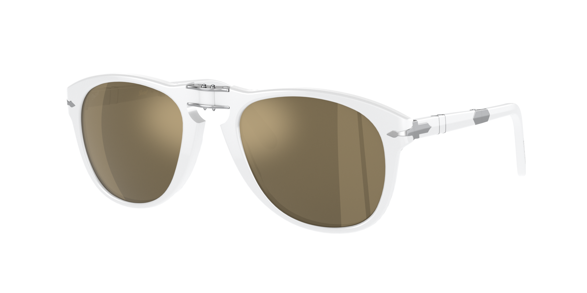 Persol Man Sunglass 714SM - Steve McQueen -  Frame color: Opal Ivory, Lens color: Clear Mirror 24K Gold Plated