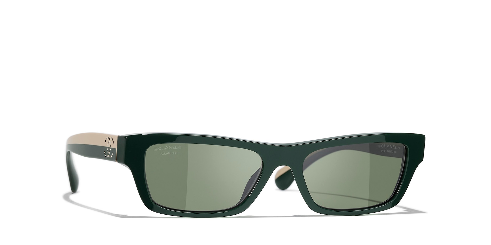 Chanel Femme Sunglass Rectangle Sunglasses CH5564B CH5564B - Couleur du Monture Vert fort Couleur de Lentille Vert 545 €