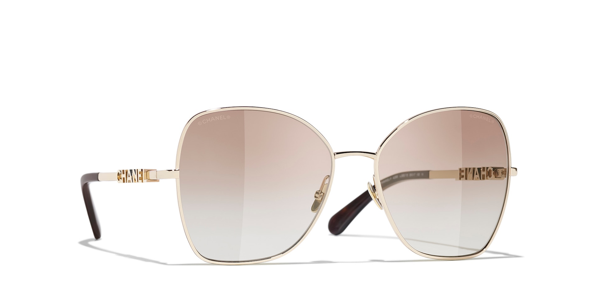 Chanel Femme Sunglass Butterfly Sunglasses CH4283 CH4283 - Couleur du Monture Or Ple Couleur de Lentille Beige 580 €