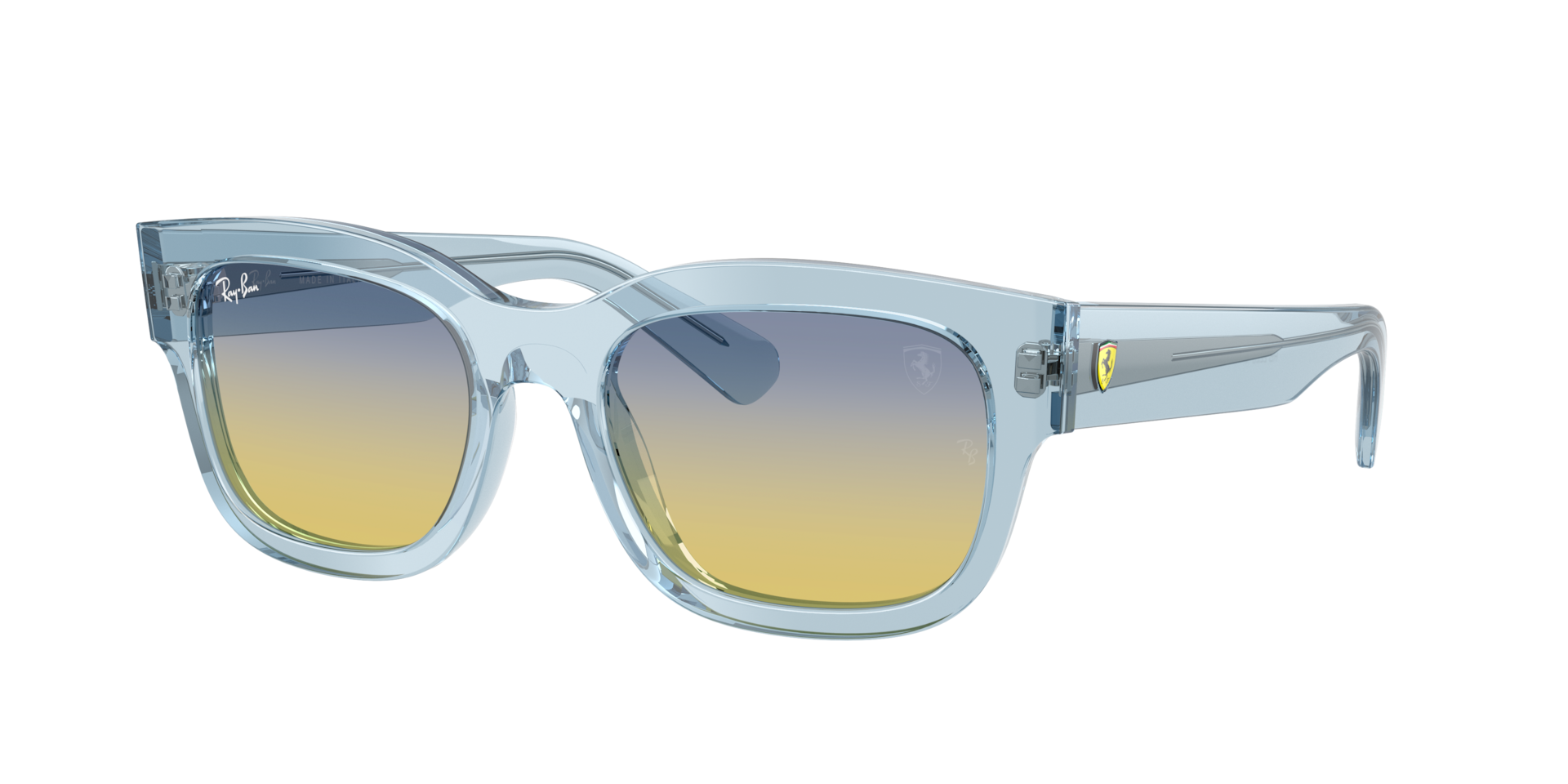 Ray-Ban Unisex Sunglass RB2228M Scuderia Ferrari Collection -  Frame color: Transparent Light Blue, Lens color: Gradient Yellow/Blue