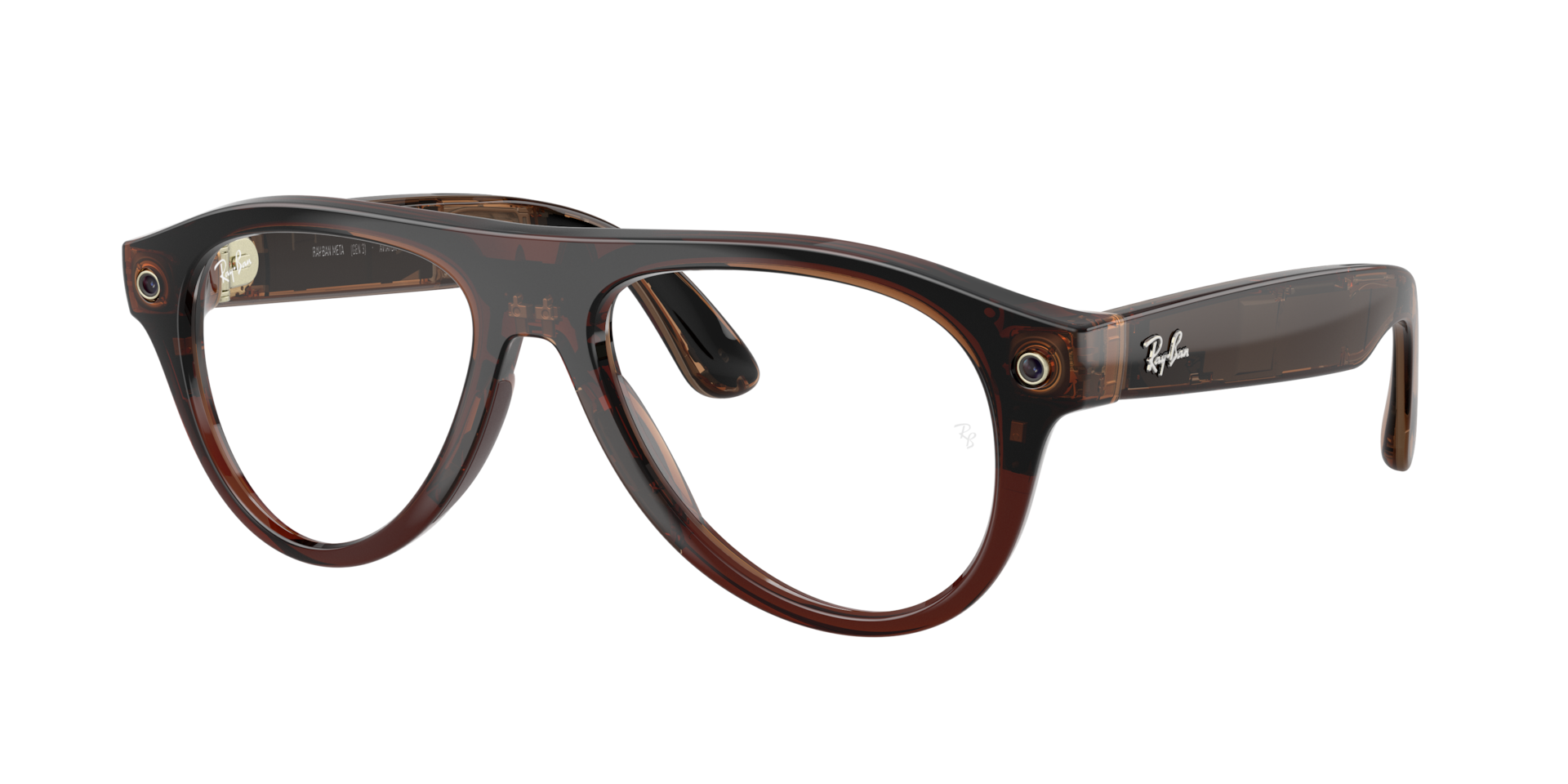 RayBan Unisex RayBan Meta Gen 3 Aviator Frame color Transparent Umber Lens color ClearJade