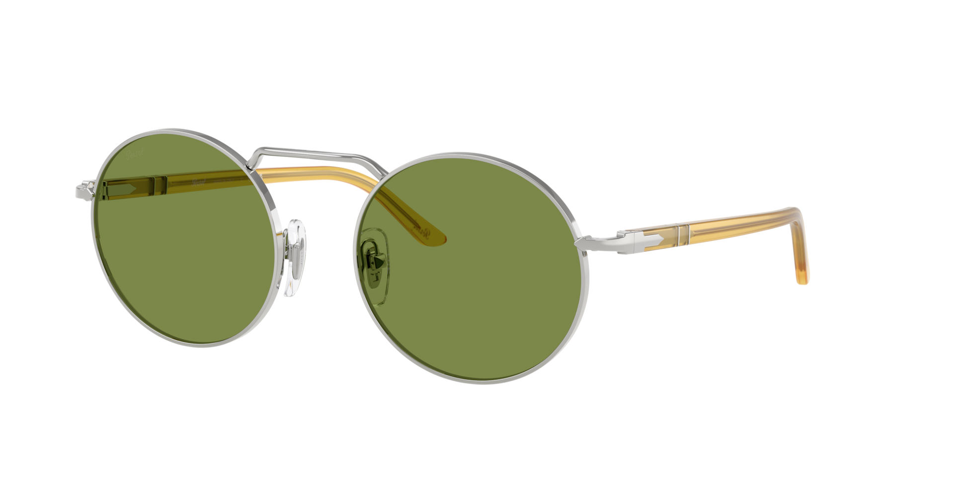 Persol Unisex Sunglass PO1019S -  Frame color: Silver, Lens color: Green Light