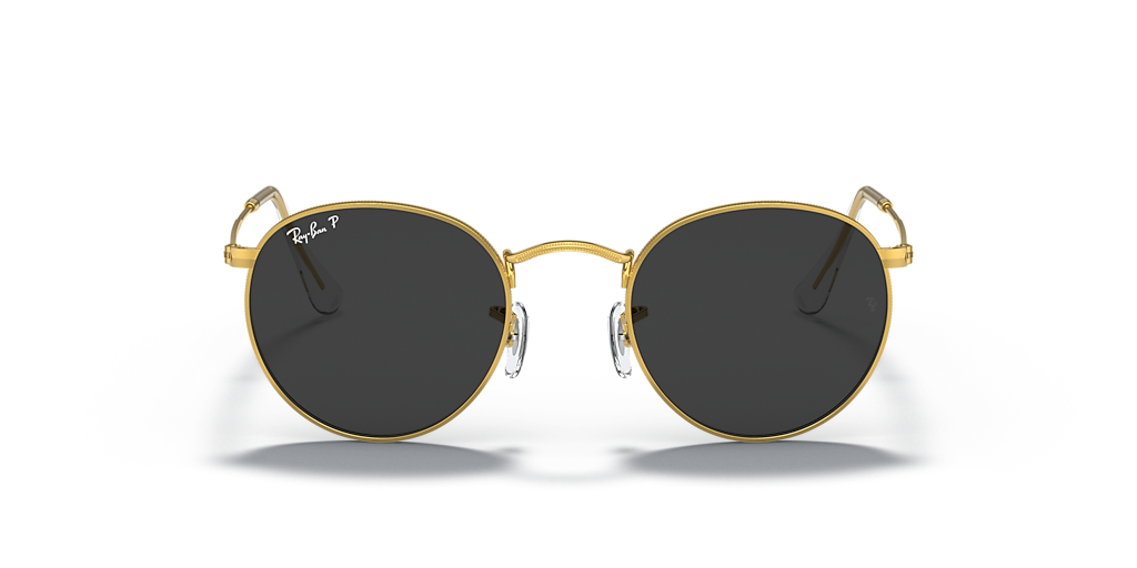 Ray-Ban Round Metal S (50 - 21) with Black lenses and Gold frame