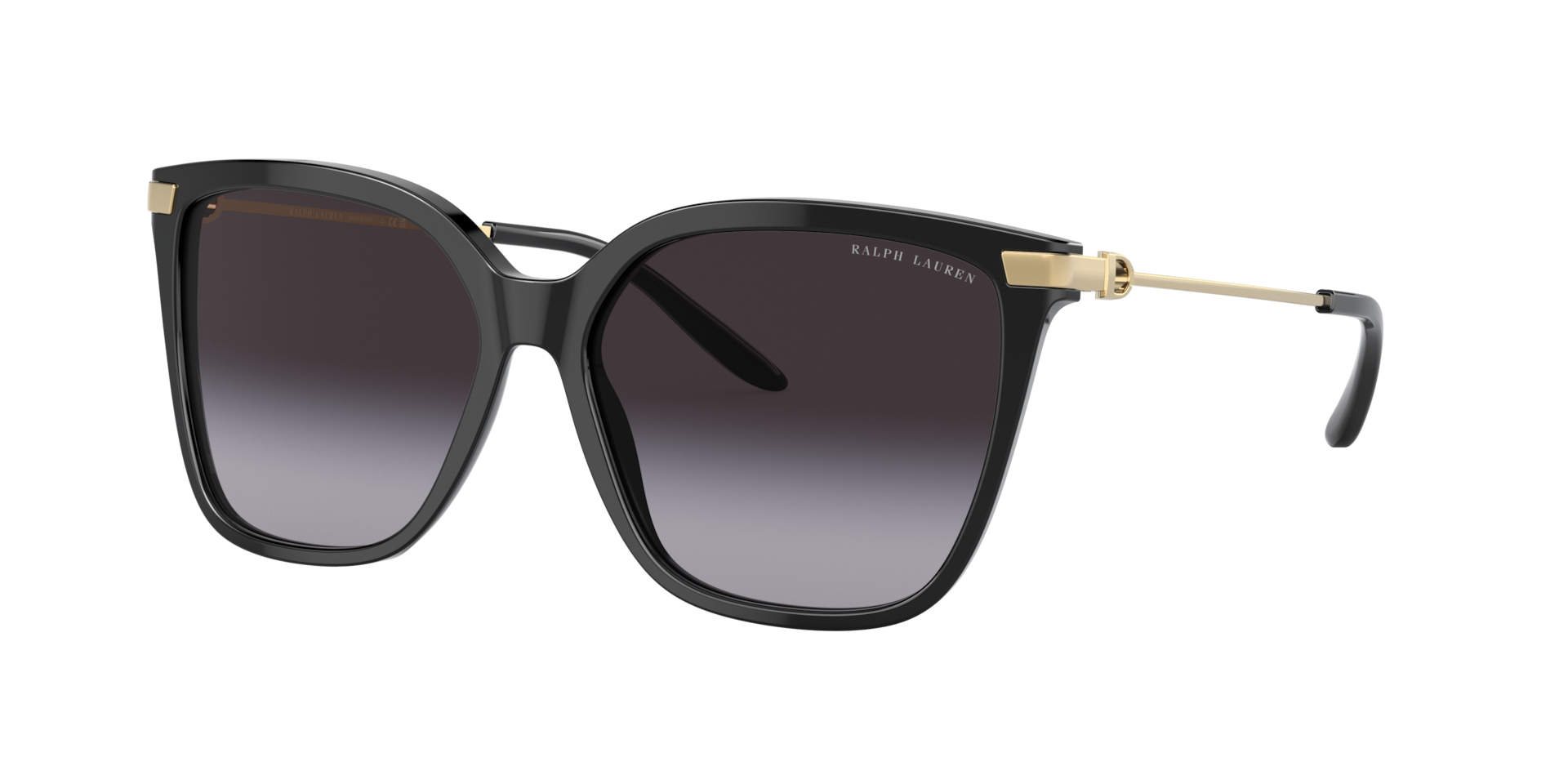 Ralph Lauren Femme Sunglass The Jacquie - Couleur du Monture: Noir brillant, Couleur de Lentille: Dégradé Gris