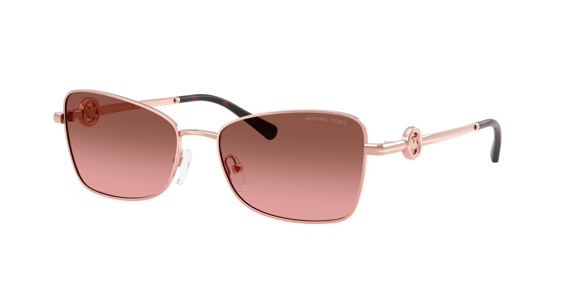 Michael Kors Femme Sunglass Andros - Couleur du Monture: Or Rose, Couleur de Lentille: Dégradé Rose Marron