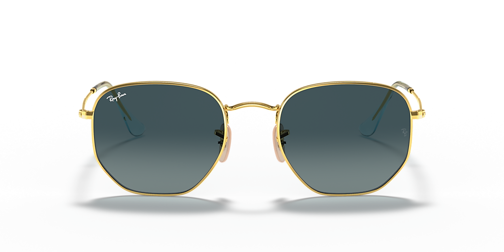 Ray-Ban Hexagonal Flat Lenses M (51 - 21) with Blue lenses and