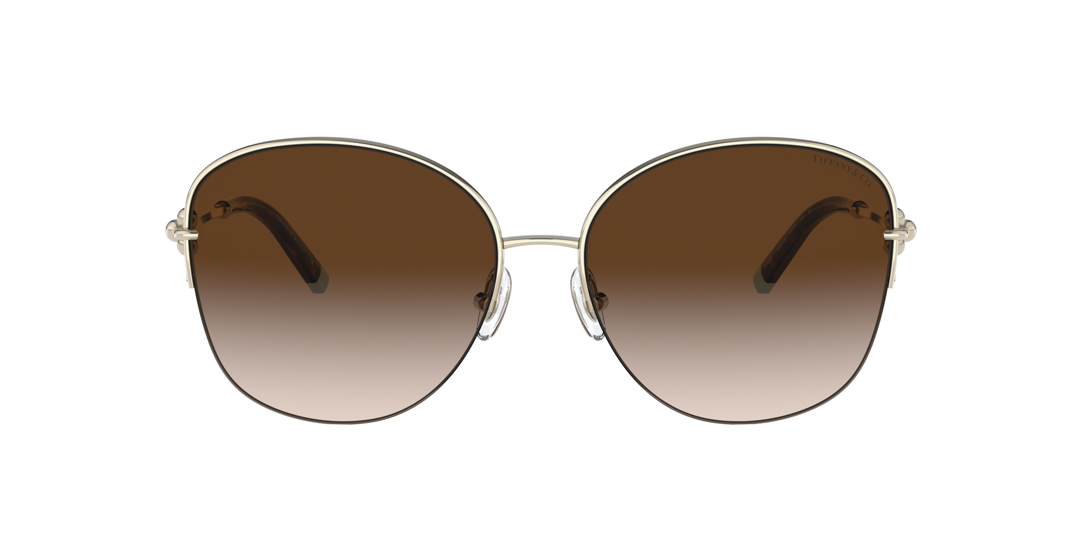 ティファニー チェック コンビ オーバル カフス 585 925 NJ2fe Tiffany & Co. TF3082 L (58 - 16) with Brown lenses and Gold frame