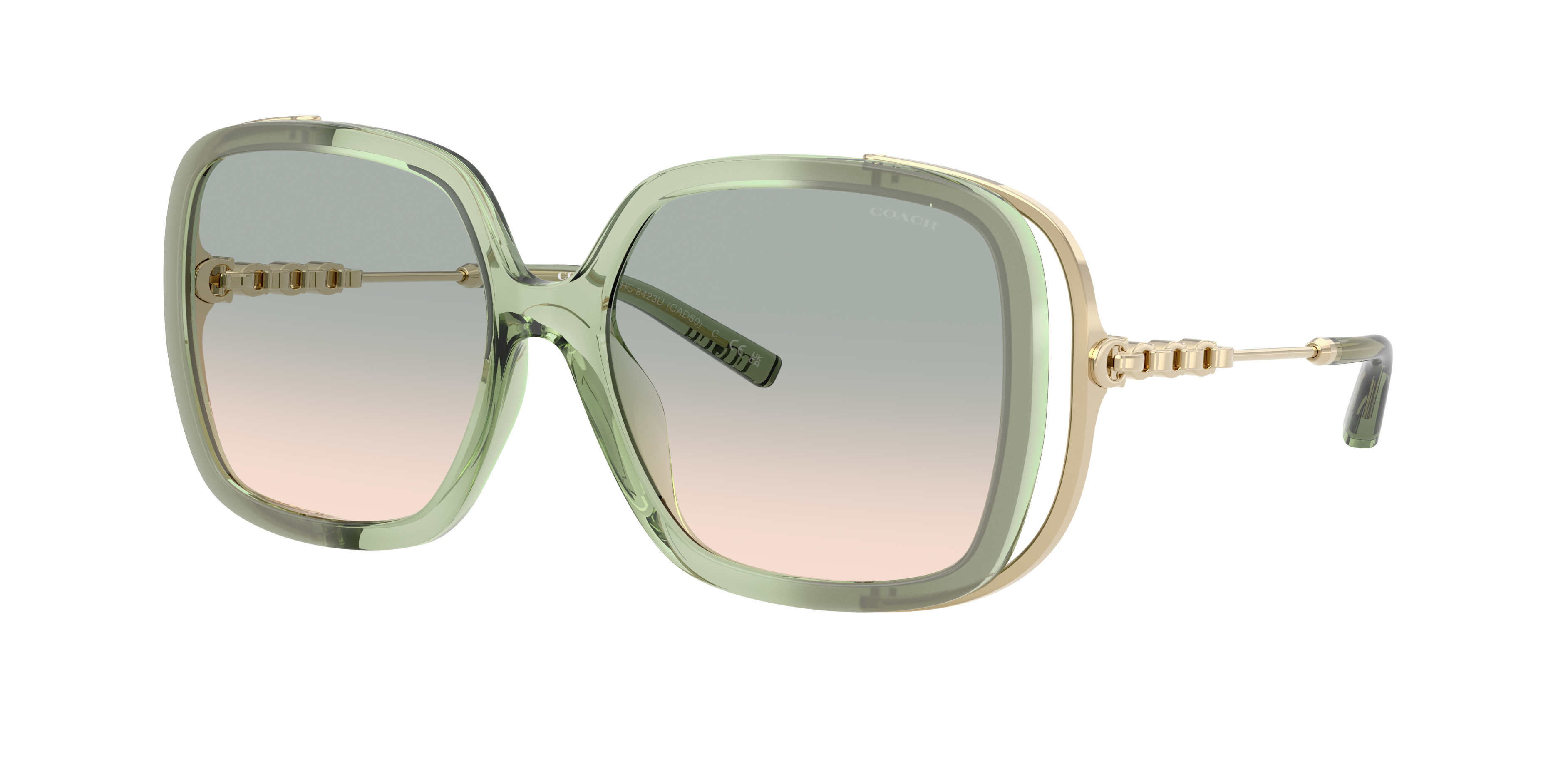 Coach Woman Sunglass CAD80 -  Frame color: Grey/Mint Gradient, Lens color: Green Peach Gradient