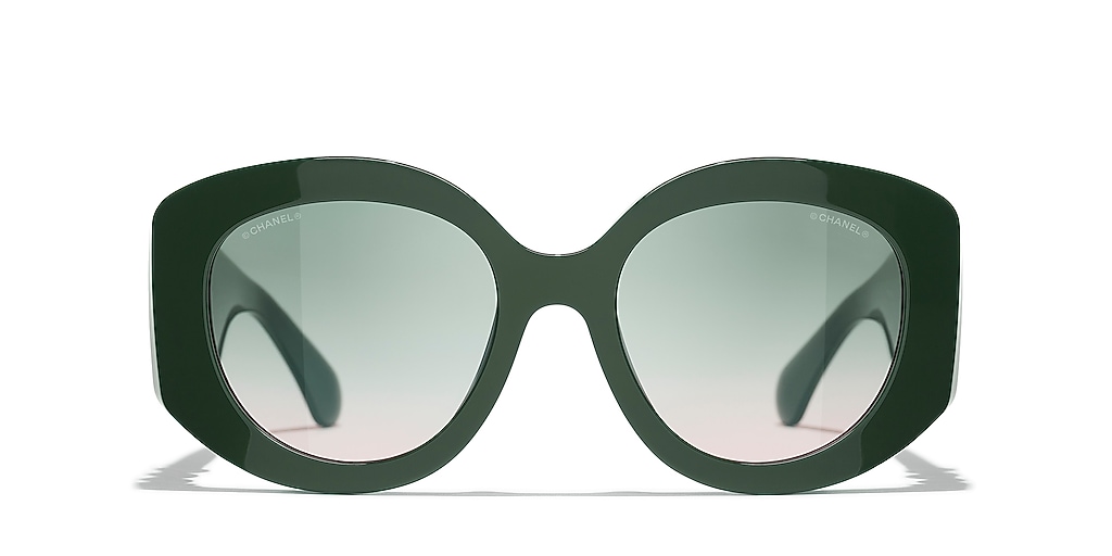 Chanel Oval Sunglasses CH5543 M (54 - 20) with Green lenses and