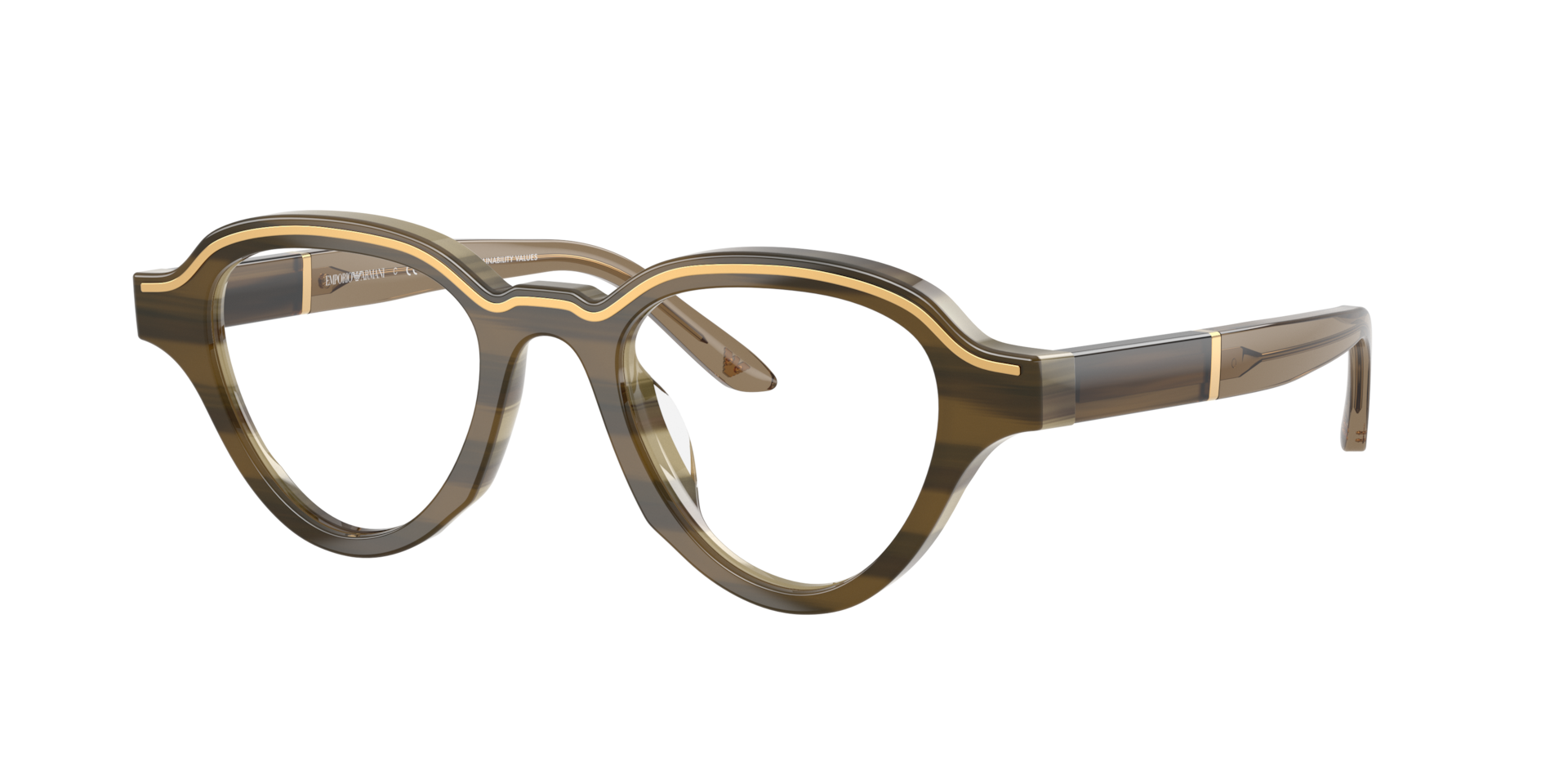 Emporio Armani Mann Sunglass EA4264U - Rahmenfarbe: Brown On Striped Beige, Linsenfarbe: Klar