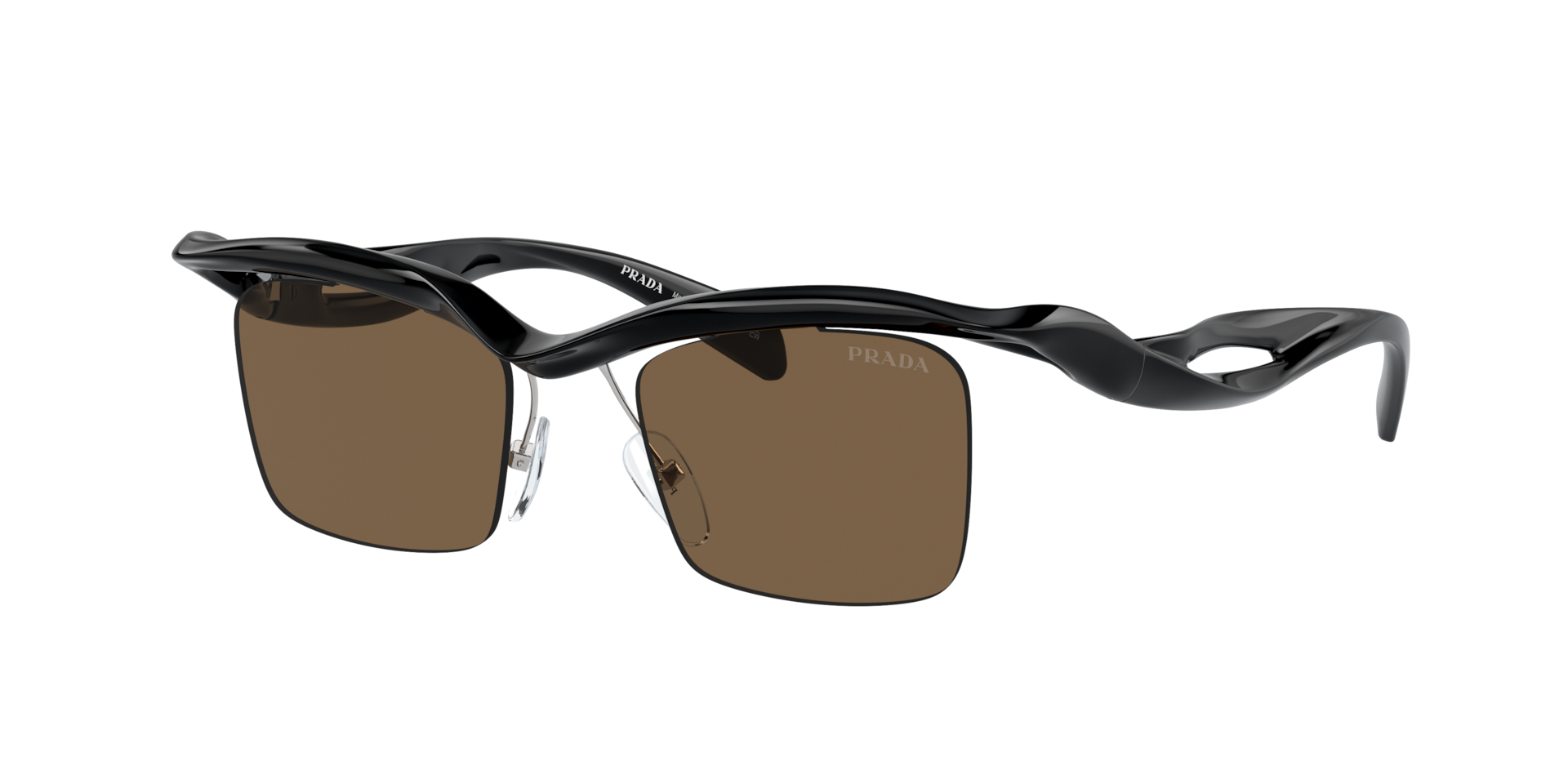 Prada Man Sunglass PR A15S -  Frame color: Black, Lens color: Dark Brown