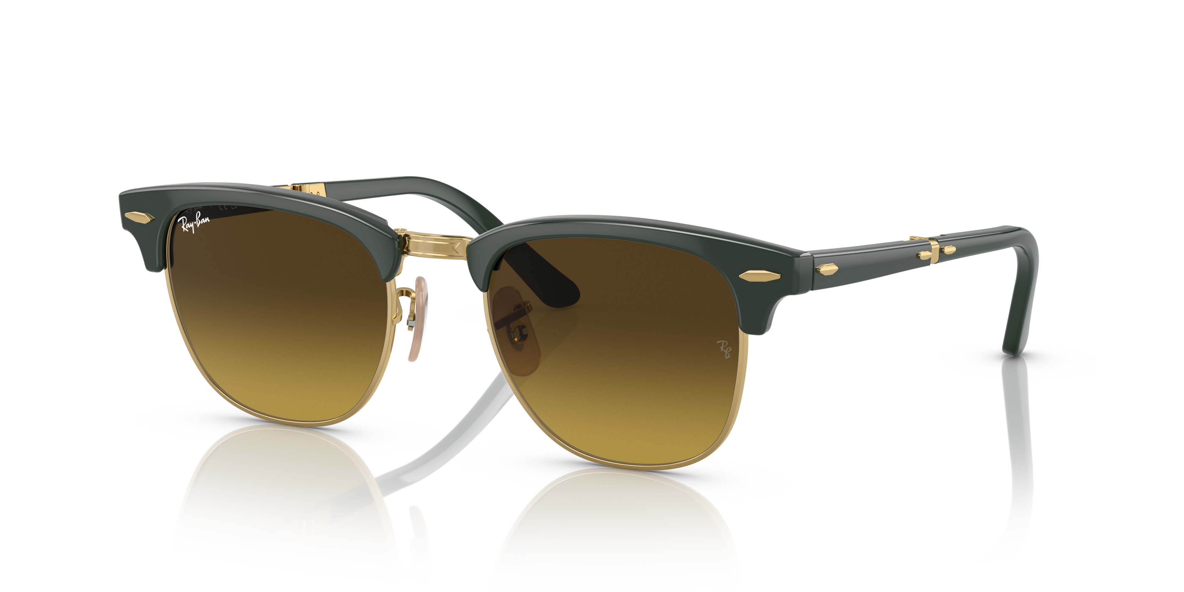 Ray-Ban Clubmaster Folding L (51 - 21) with Brown lenses and Green