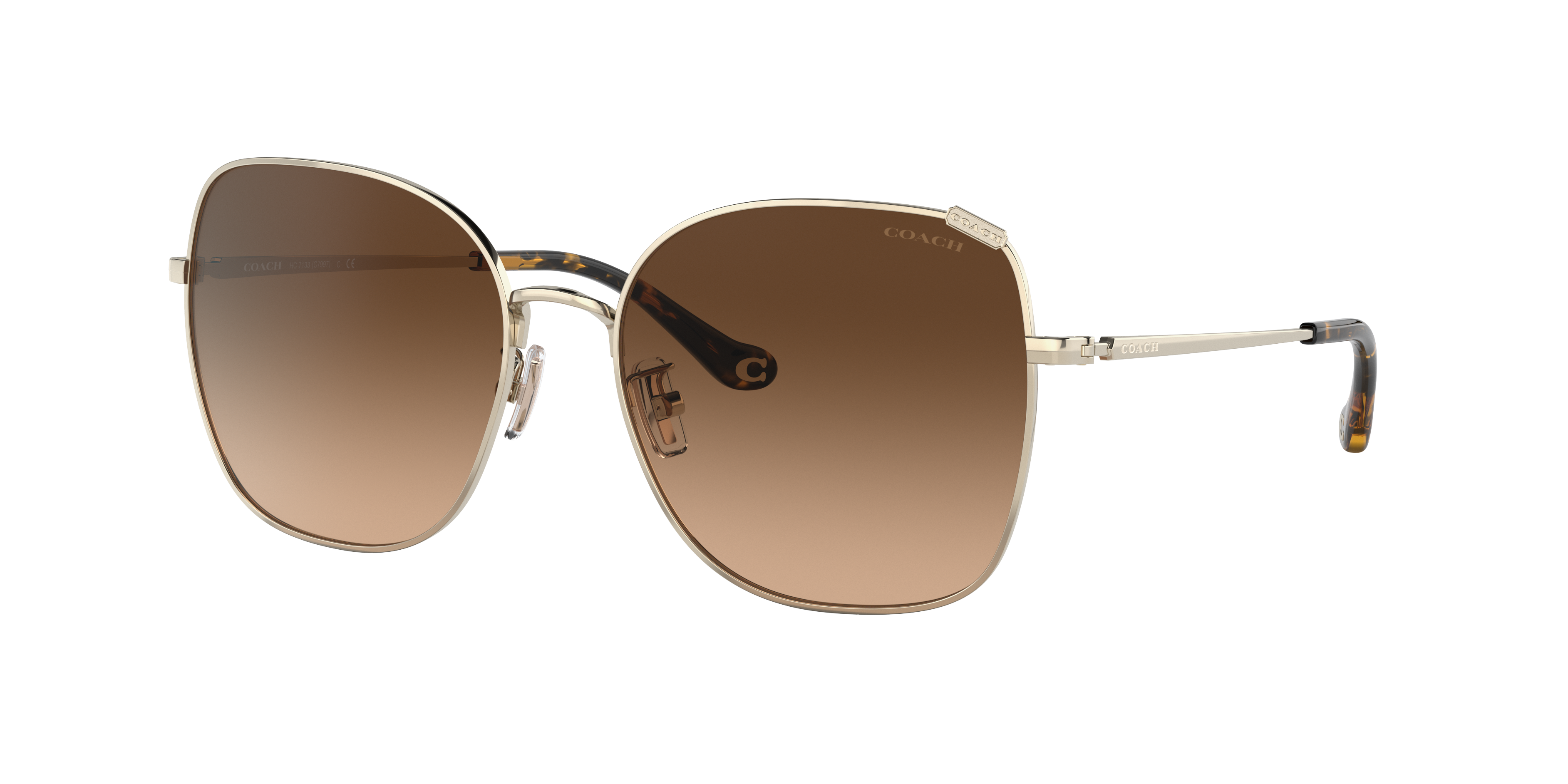 Coach Woman Sunglass C7997 -  Frame color: Shiny Light Gold, Lens color: Dark Brown Gradient
