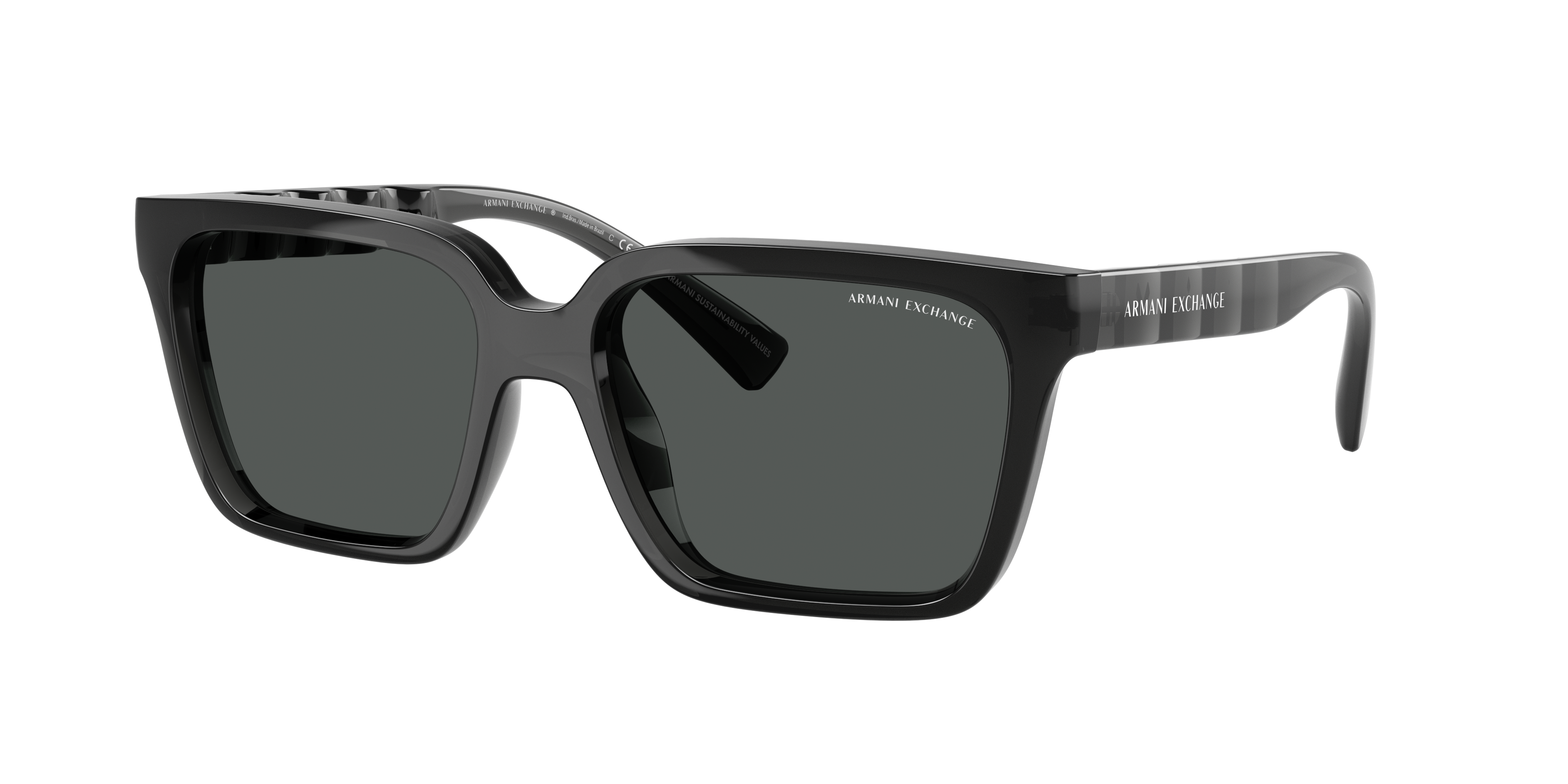 Armani Exchange Man Sunglass AX4147S -  Frame color: Shiny Transparent Grey, Lens color: Dark Grey