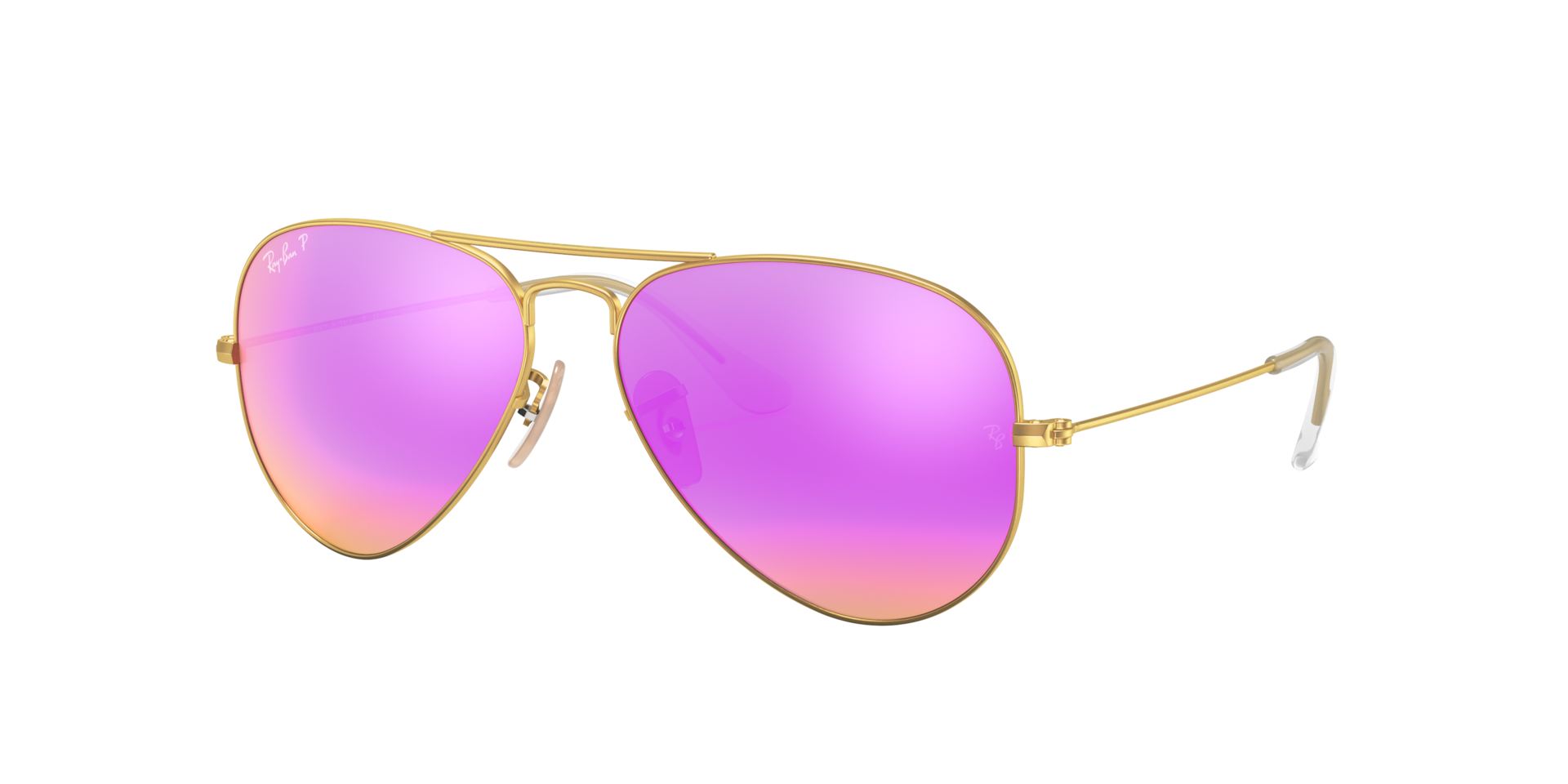 Ray-Ban Unisex Sunglass Aviator Flash Lenses -  Frame color: Gold, Lens color: Cyclamen Flash Polarized