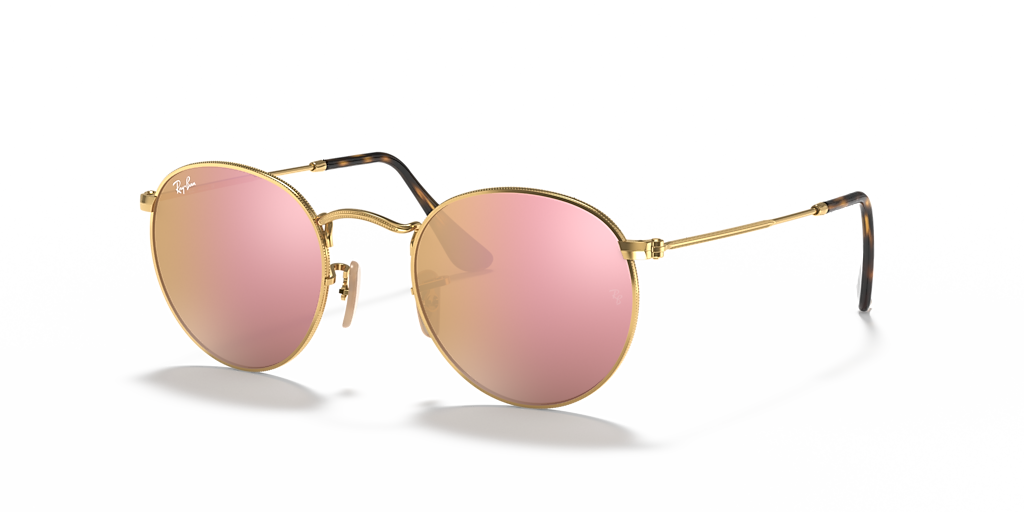 Ray-Ban Round Flat Lenses S (50 - 21) with Brown lenses and Gold