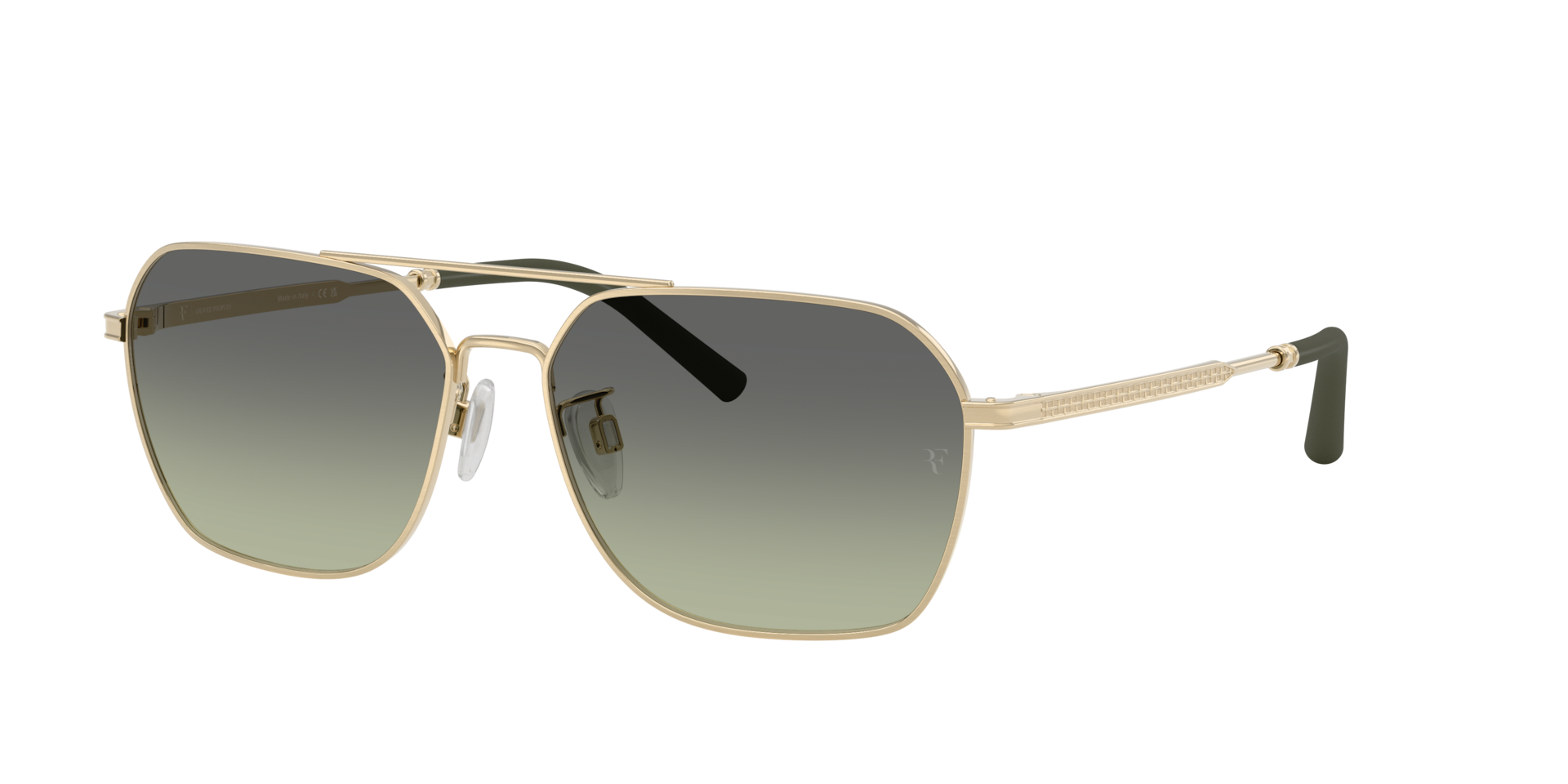 Oliver Peoples Homme Sunglass OV1377S R-17 - Couleur du Monture: Or Brush, Couleur de Lentille: Forest Gradient