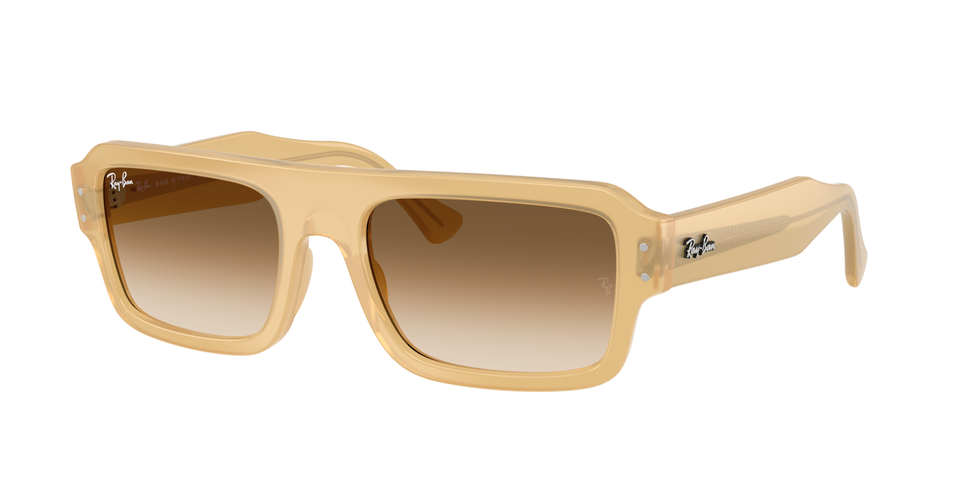 Ray-Ban Unisex Sunglass Flacko Bio-Based -  Frame color: Transparent Beige, Lens color: Clear Gradient Brown