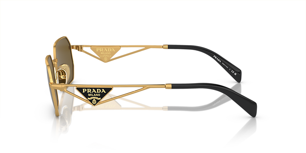 Prada PR A51S XL (58 - 17) com Lentes Marrom e Armação Ouro