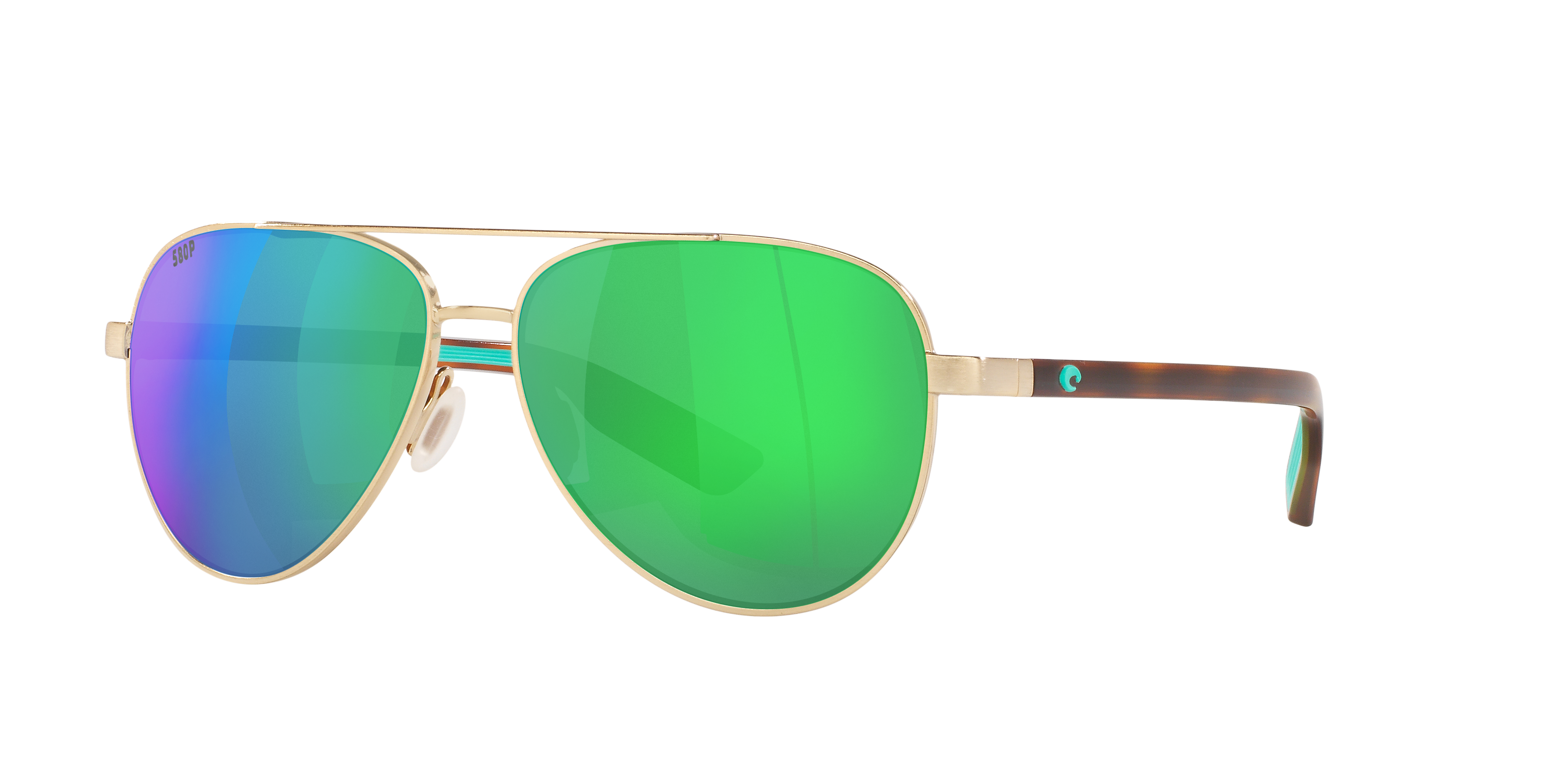Costa Unisex Sunglass Peli -  Frame color: Brushed Gold, Lens color: Green Mirror