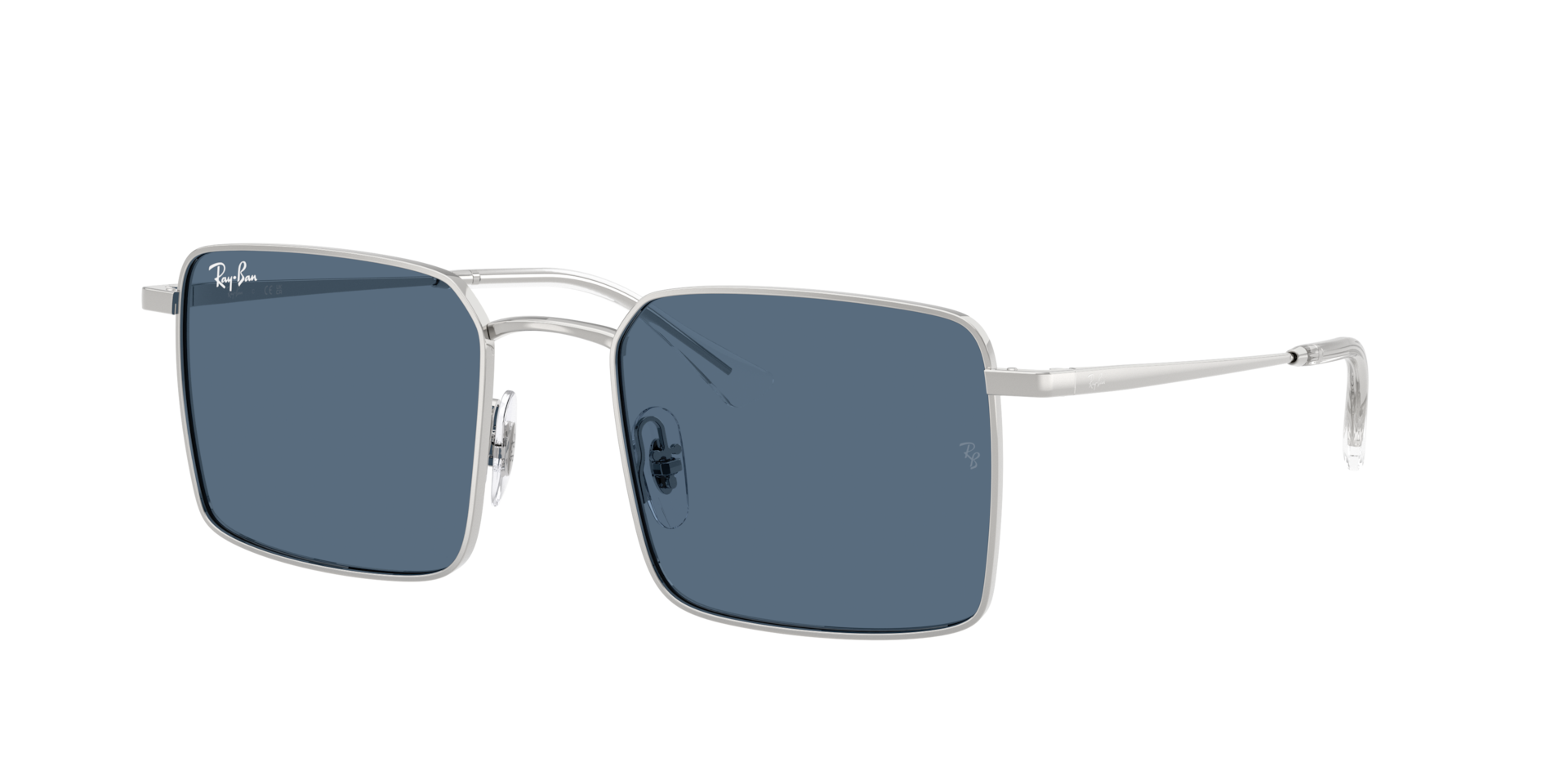 Ray-Ban Unisex Sunglass Idan Bio-Based - Couleur du Monture: Argent, Couleur de Lentille: Bleu foncé