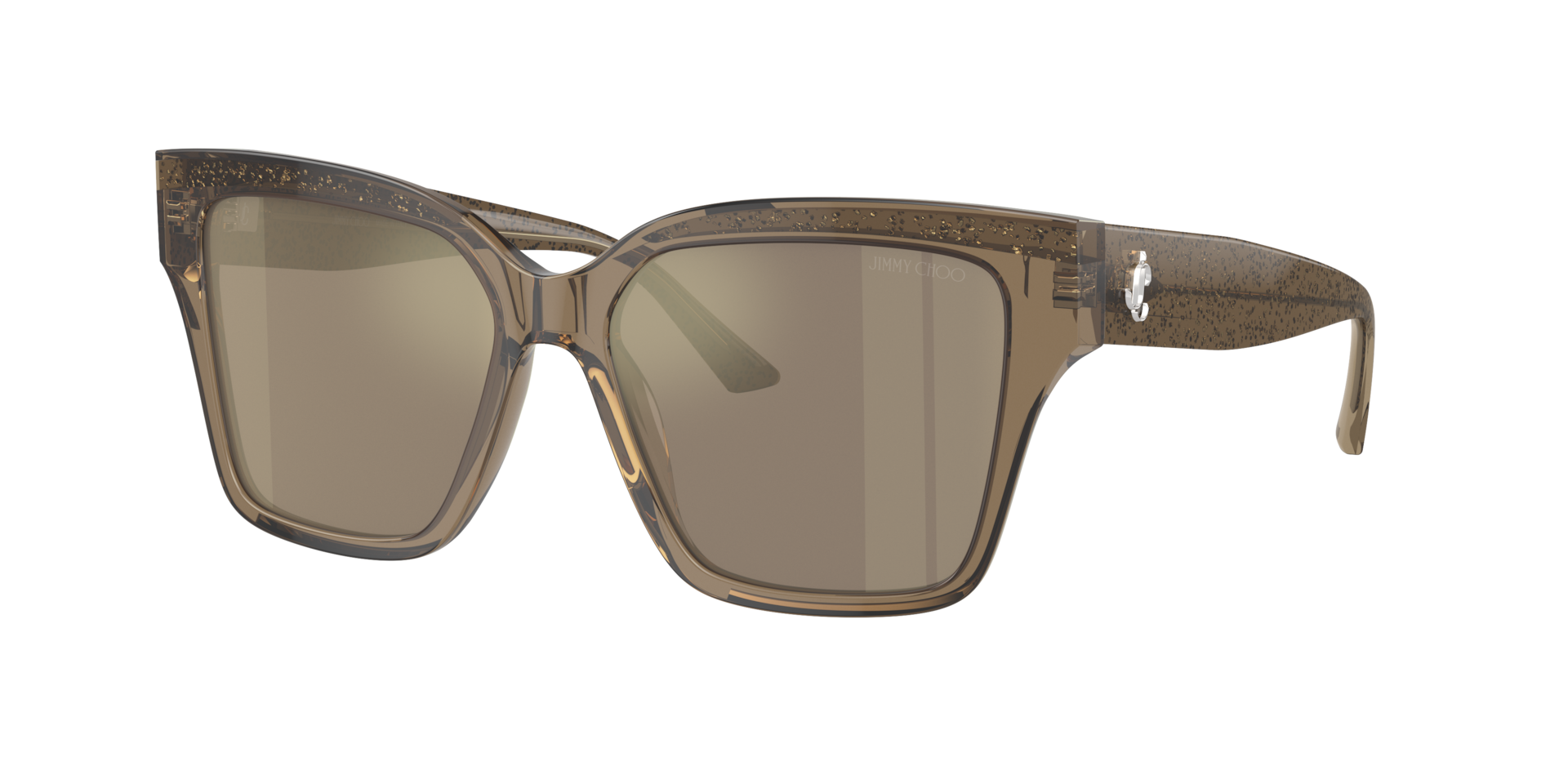 Jimmy Choo Woman Sunglass JC5003 -  Frame color: Transparent Brown Glitter, Lens color: Light Brown Mirror Gold